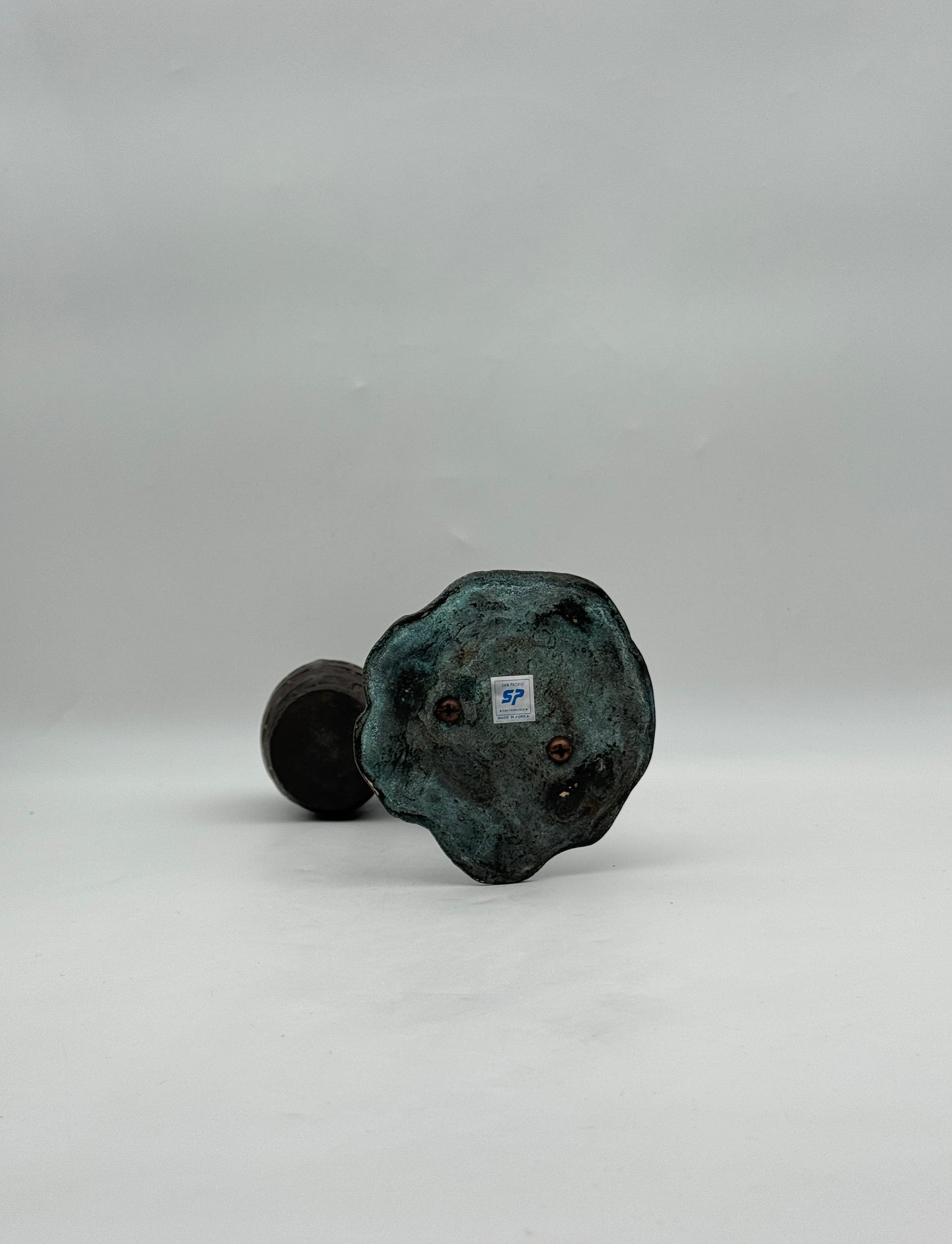 Korean Bronze Frog Spill Holder with Basket 20th Century Art