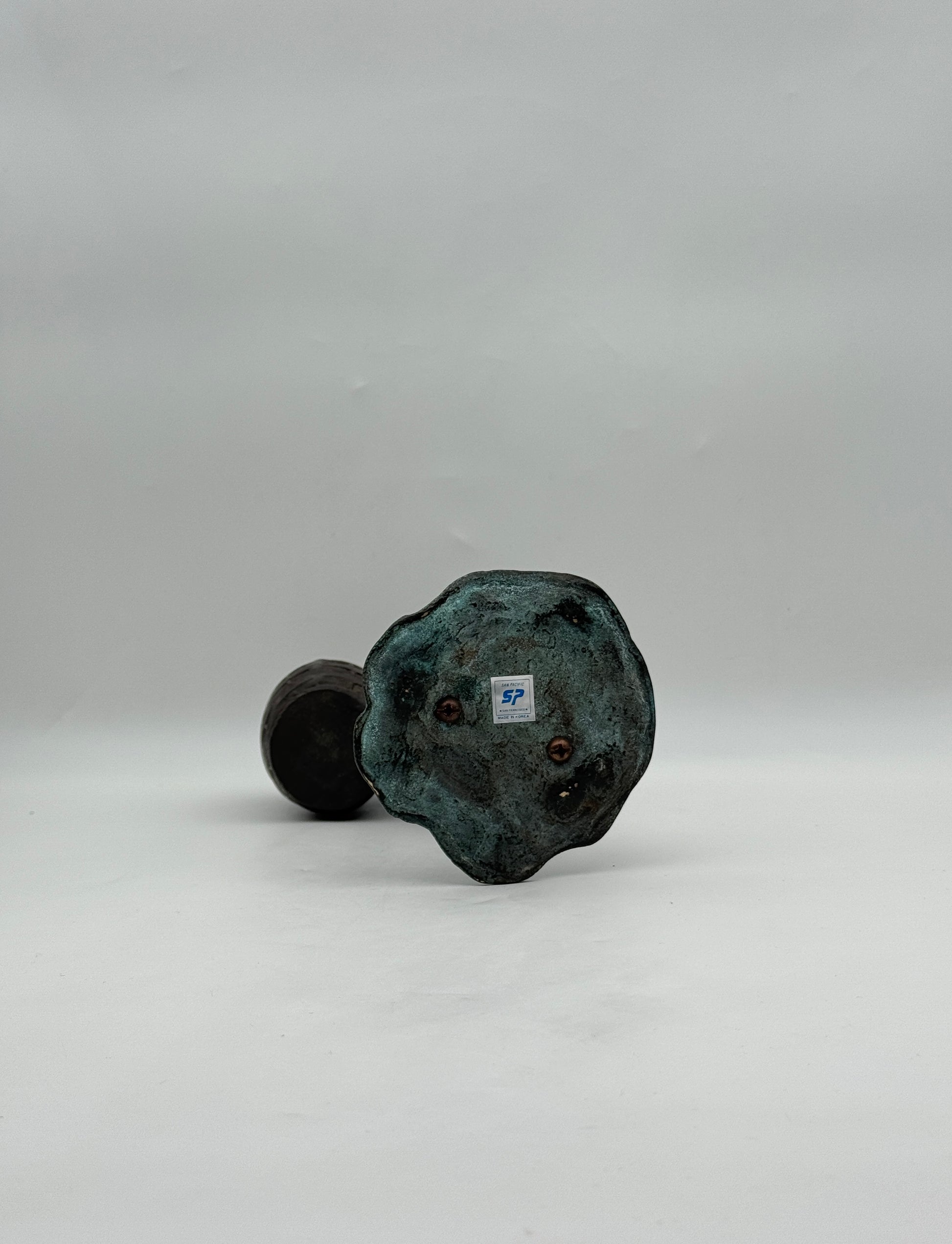 Korean Bronze Frog Spill Holder with Basket 20th Century Art