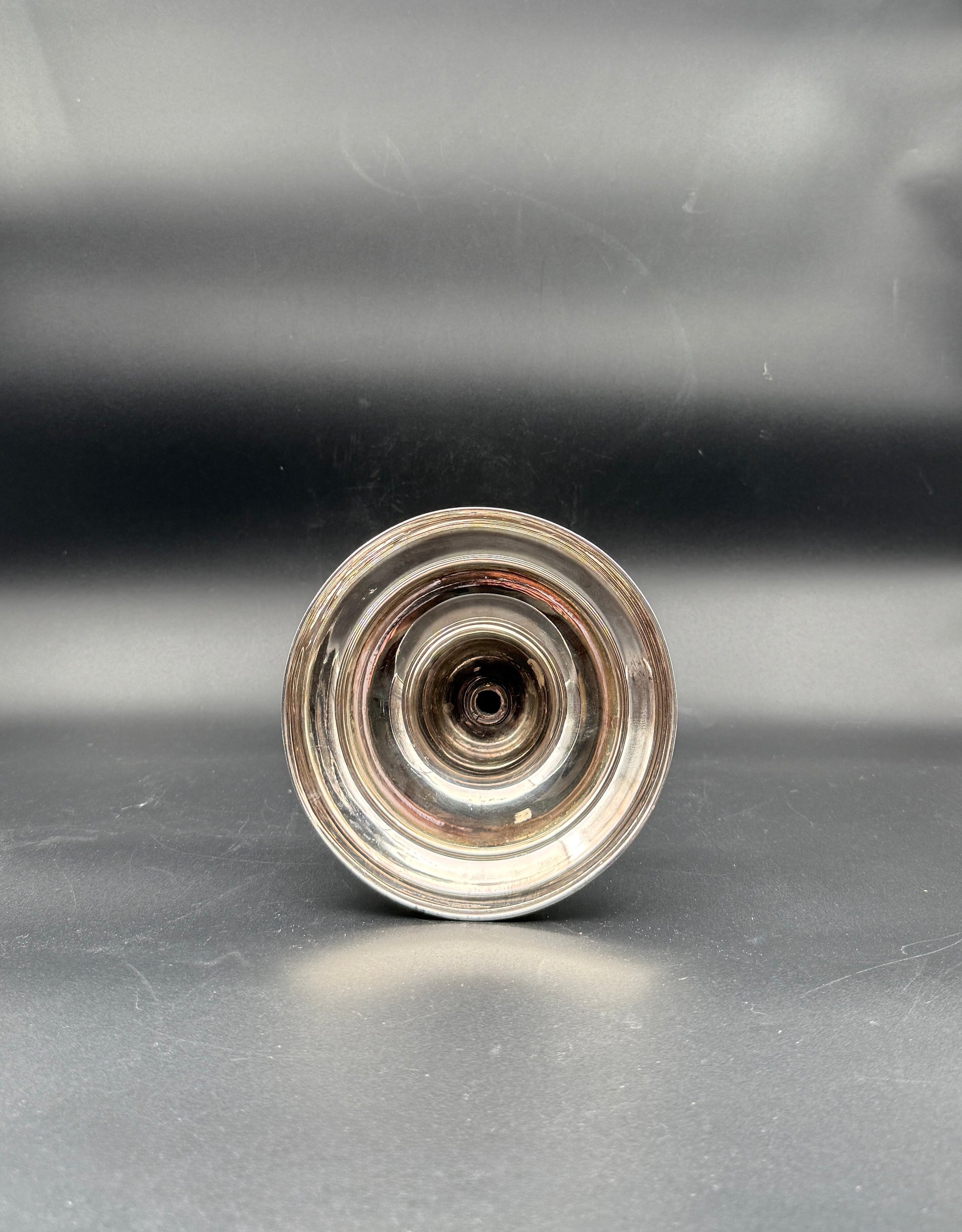 Pair Louis XVI Style Silverplate Metal Candlesticks Neoclassical Decor