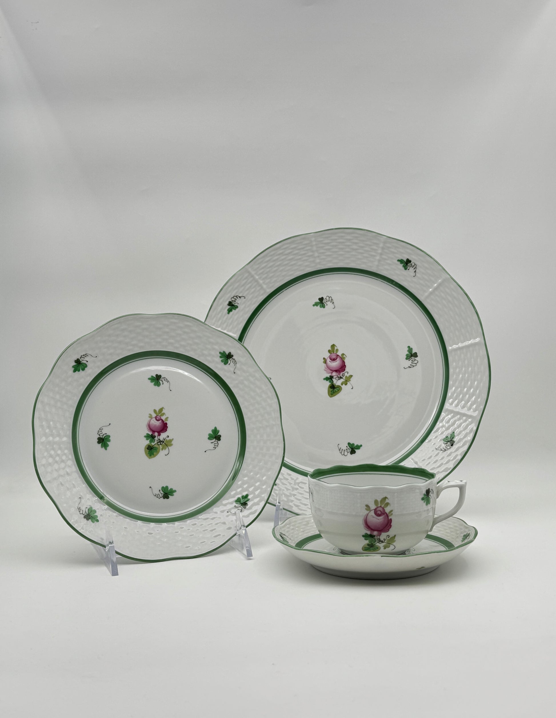 Herend “Vienna Rose” Partial Porcelain Dinner Service for 12, Hungary