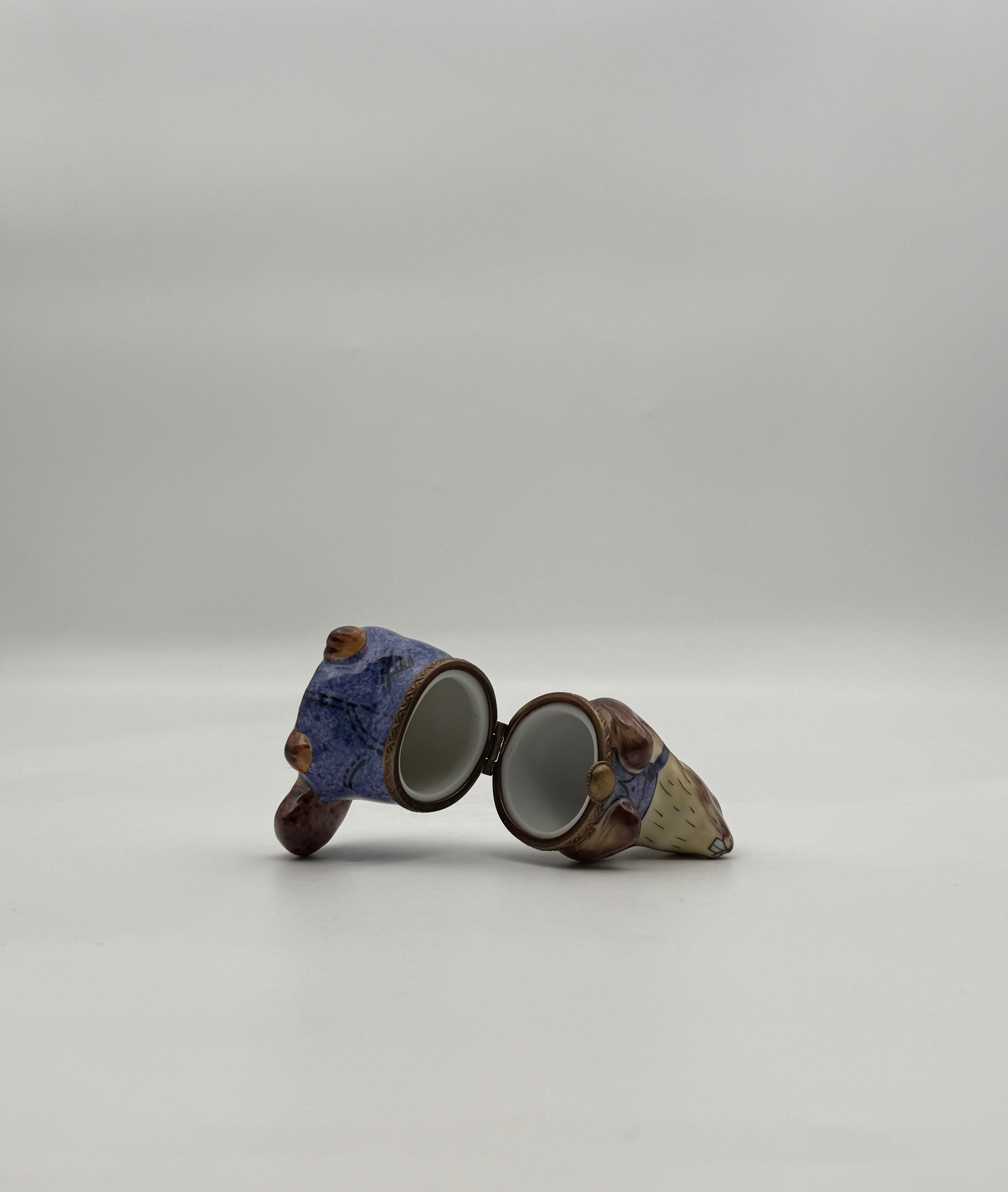 Limoges France Beaver Porcelain Trinket Box Hand-Painted Collectible