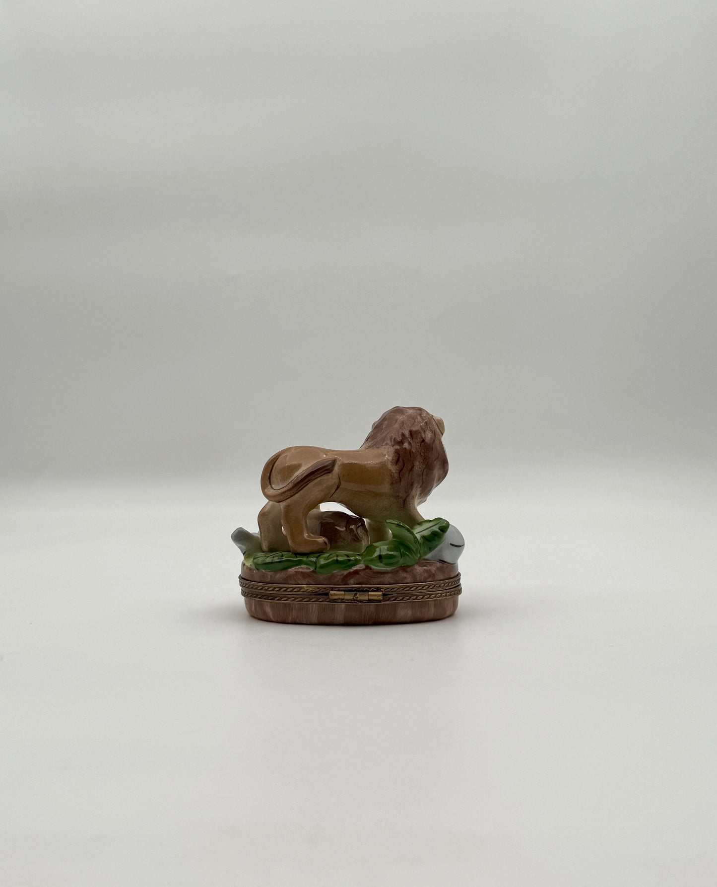 Limoges France Lion & Lioness Porcelain Trinket Box by Elida Creations