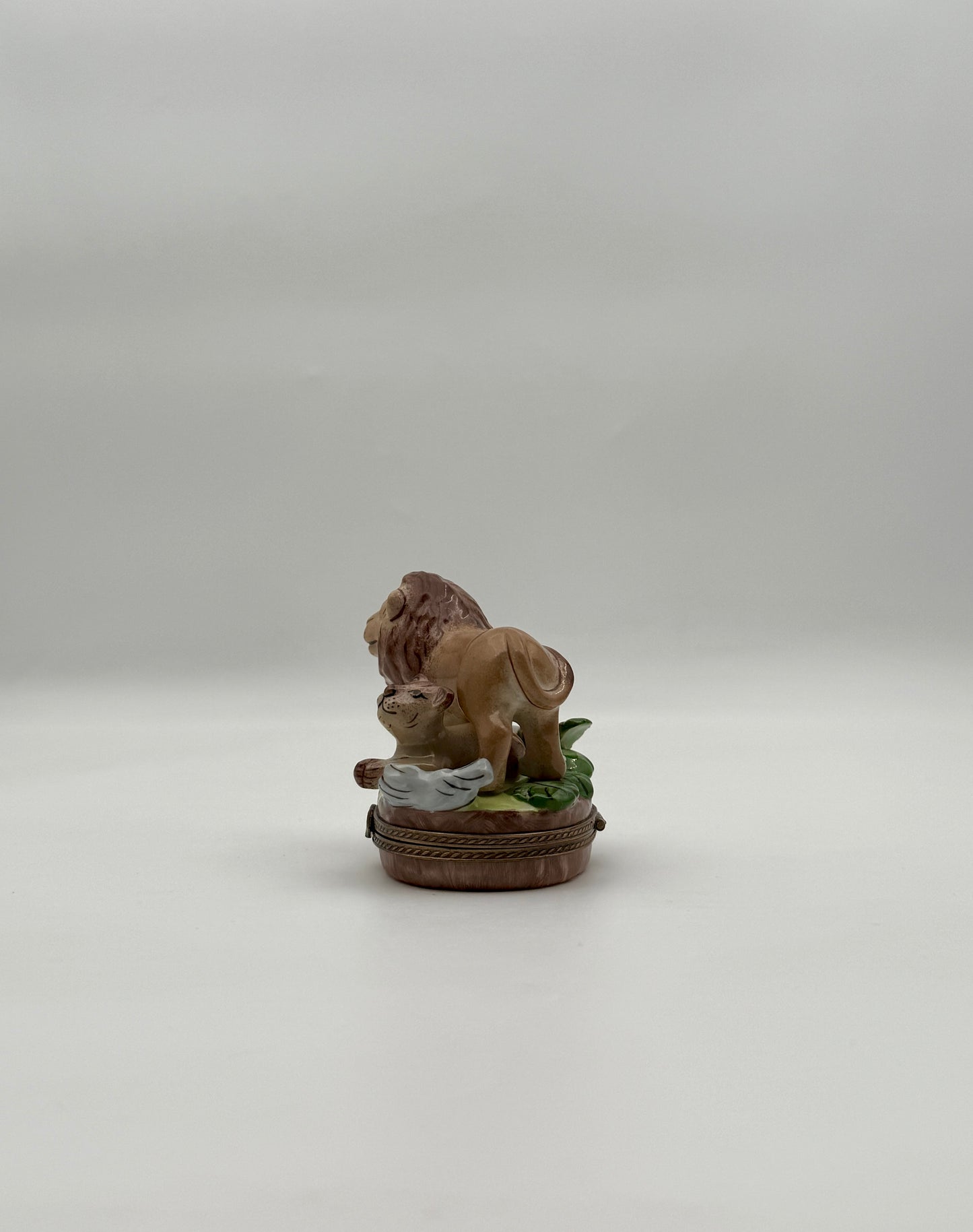 Limoges France Lion & Lioness Porcelain Trinket Box by Elida Creations