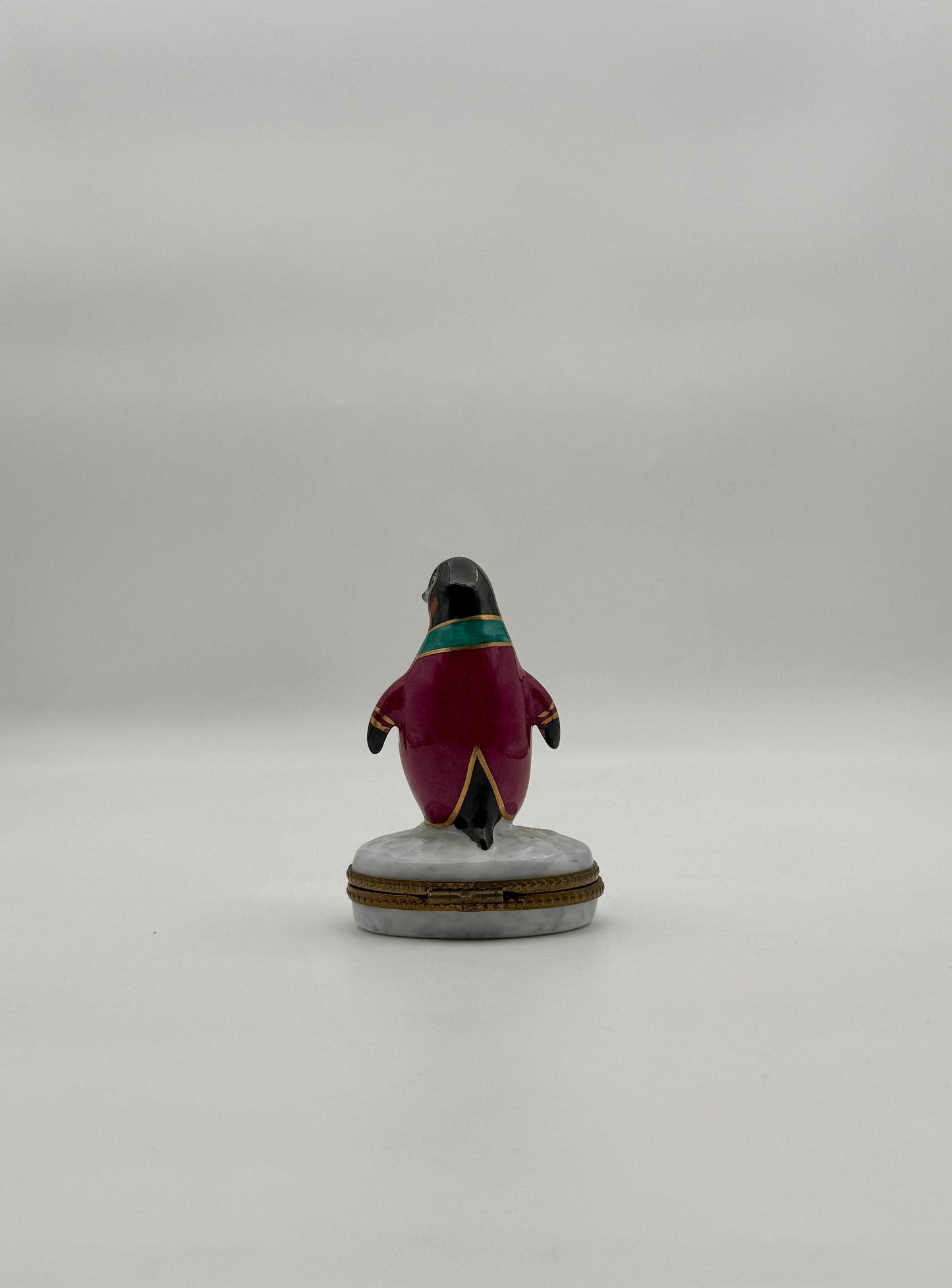 Limoges France Penguin in Dressing Gown Porcelain Trinket Box Rochard