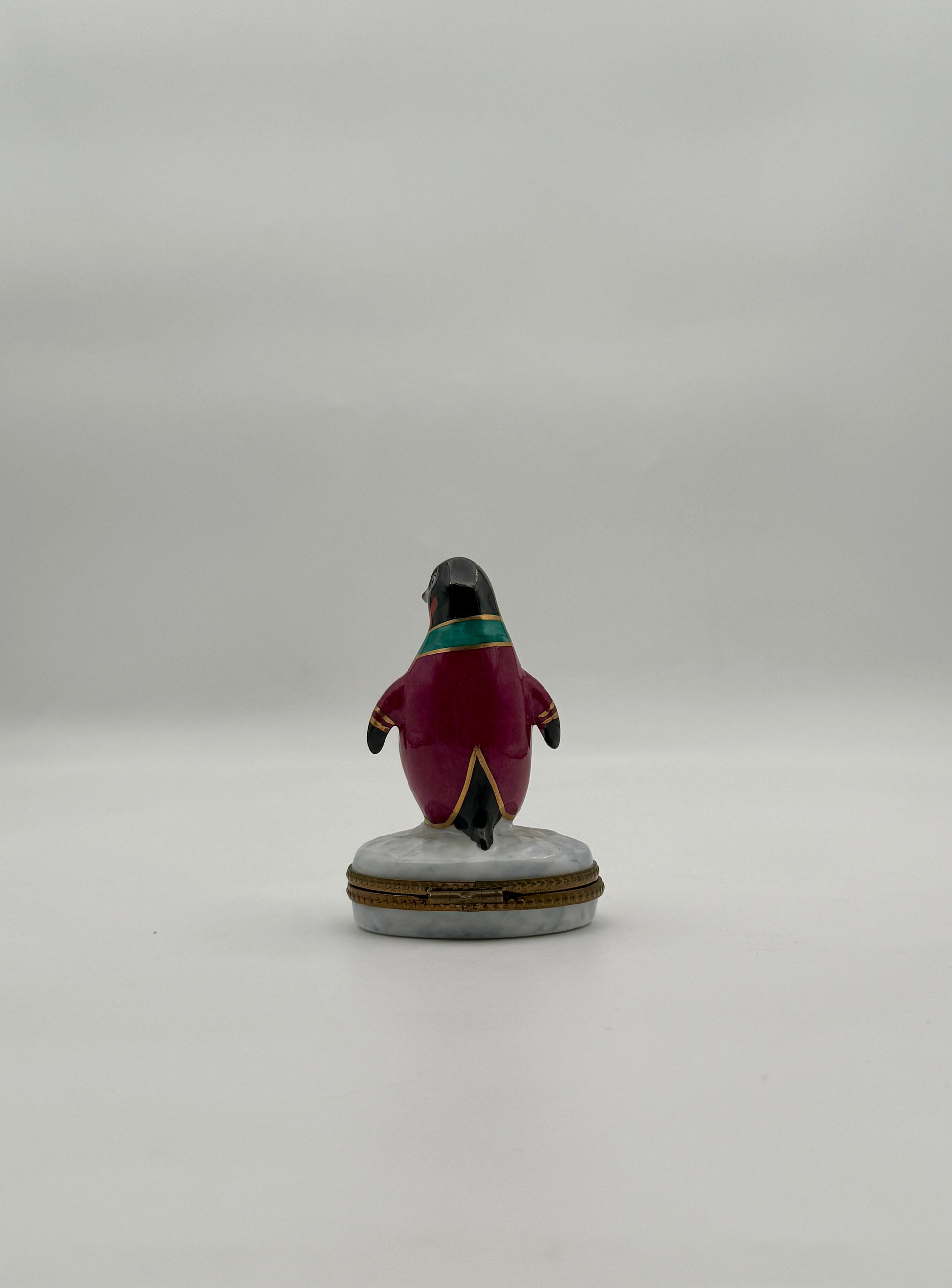 Limoges France Penguin in Dressing Gown Porcelain Trinket Box Rochard