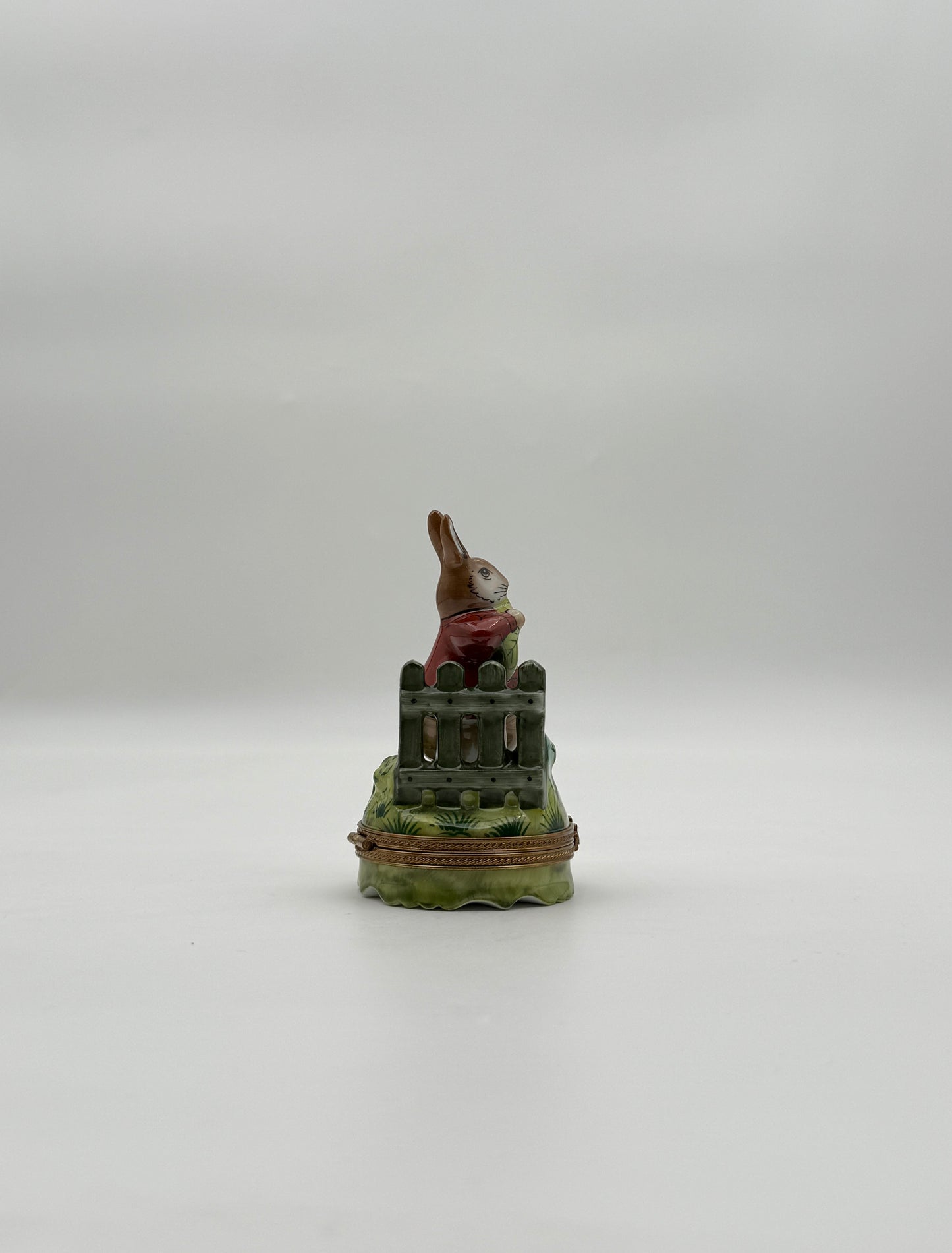 Limoges France Rabbit Eating Lettuce Trinket Box with Carrot Surprise