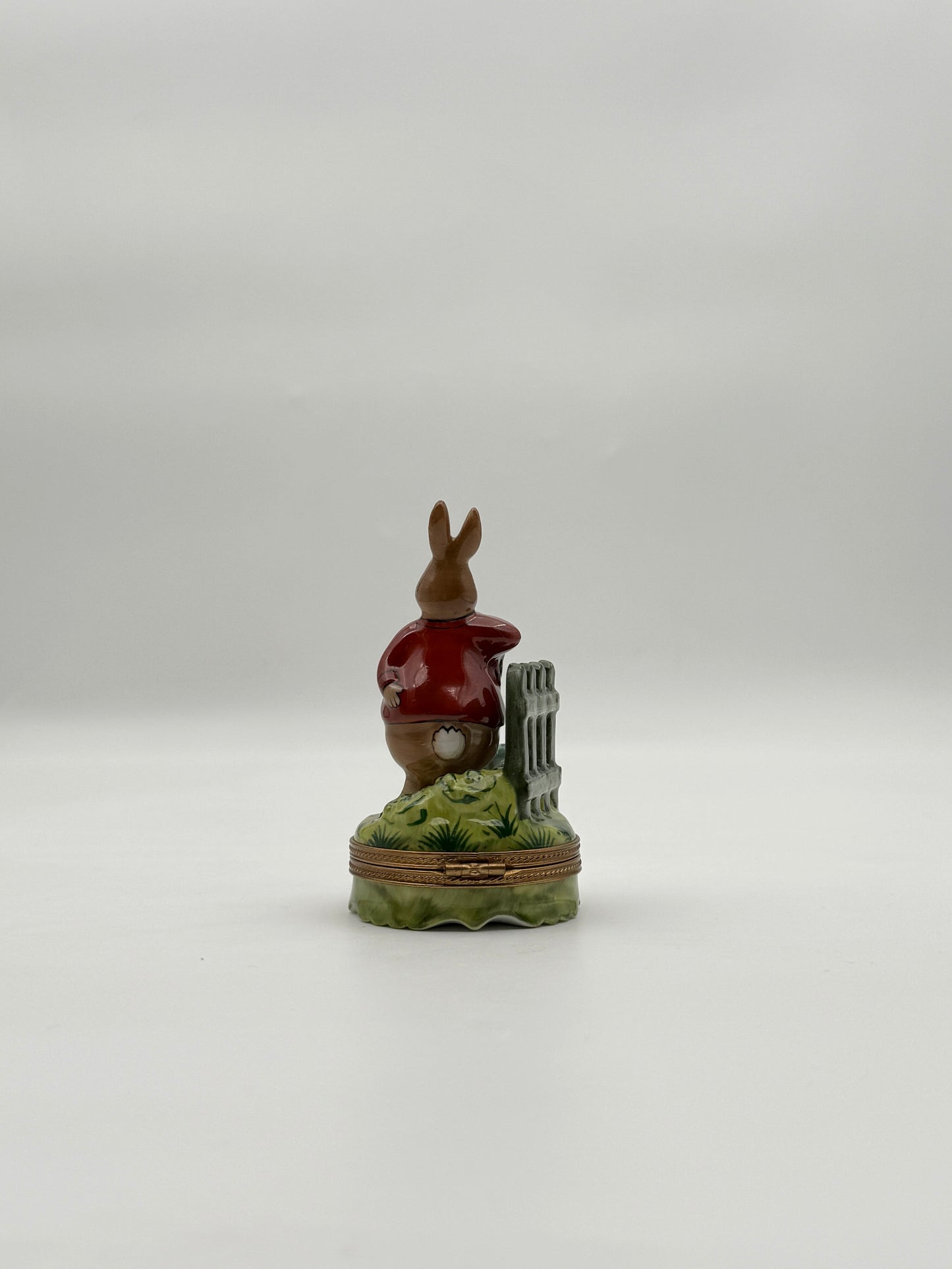 Limoges France Rabbit Eating Lettuce Trinket Box with Carrot Surprise