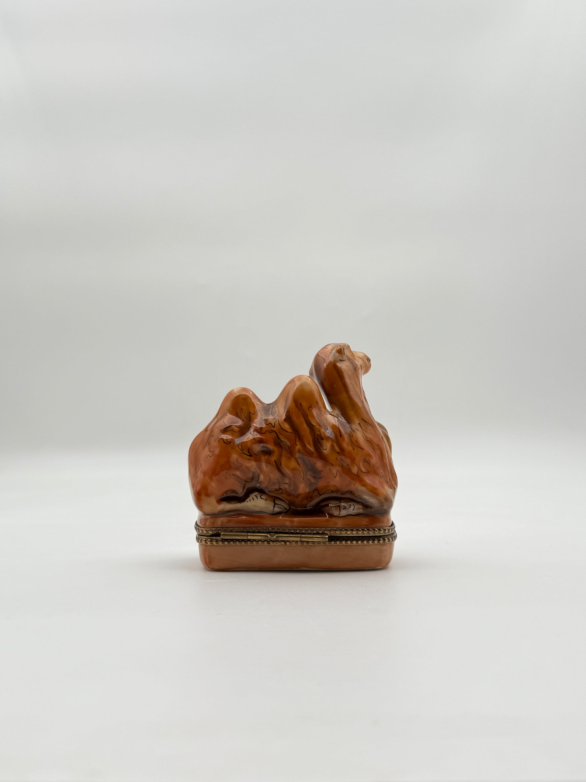 Limoges France Reclining Camel Porcelain Trinket Box by Rochard