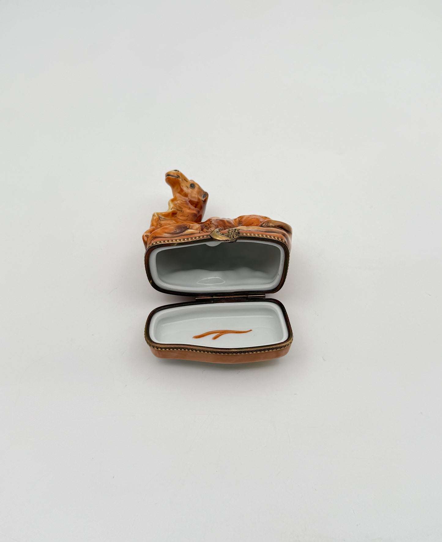 Limoges France Reclining Camel Porcelain Trinket Box by Rochard