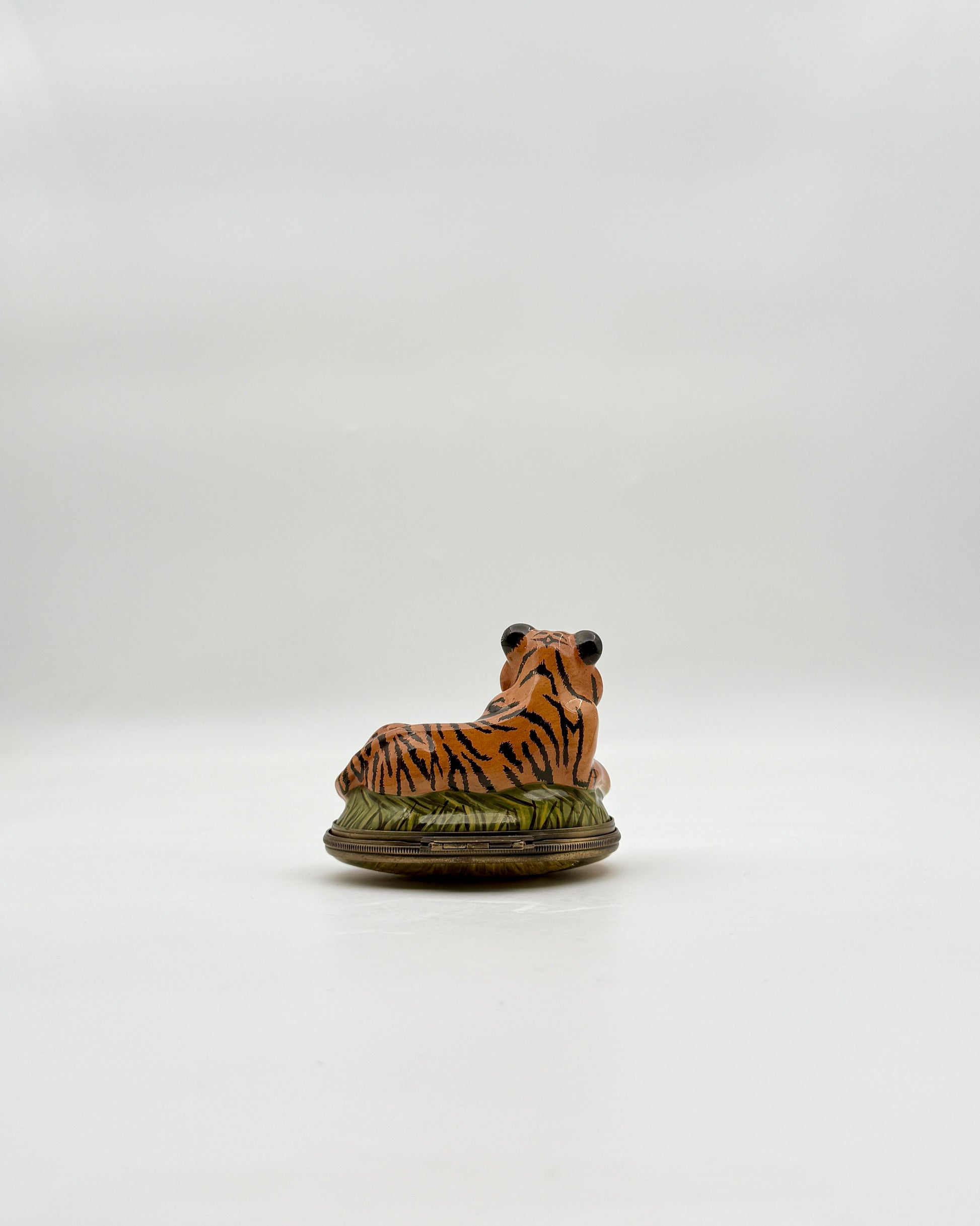 Halcyon Days Enamel Reclining Tiger Trinket Box Collectible