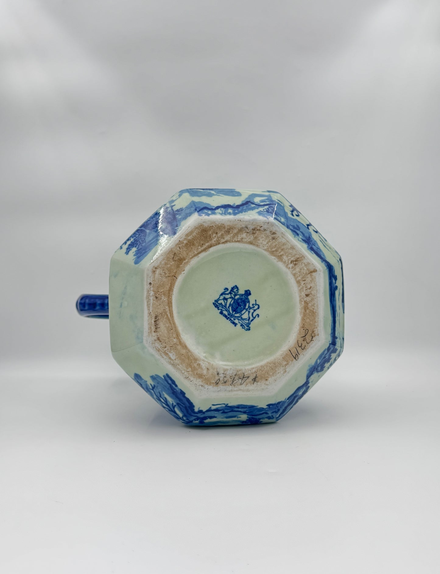 Antique Victoria Ware Ironstone Pitcher – Blue Transferware Vase, Staffordshire England