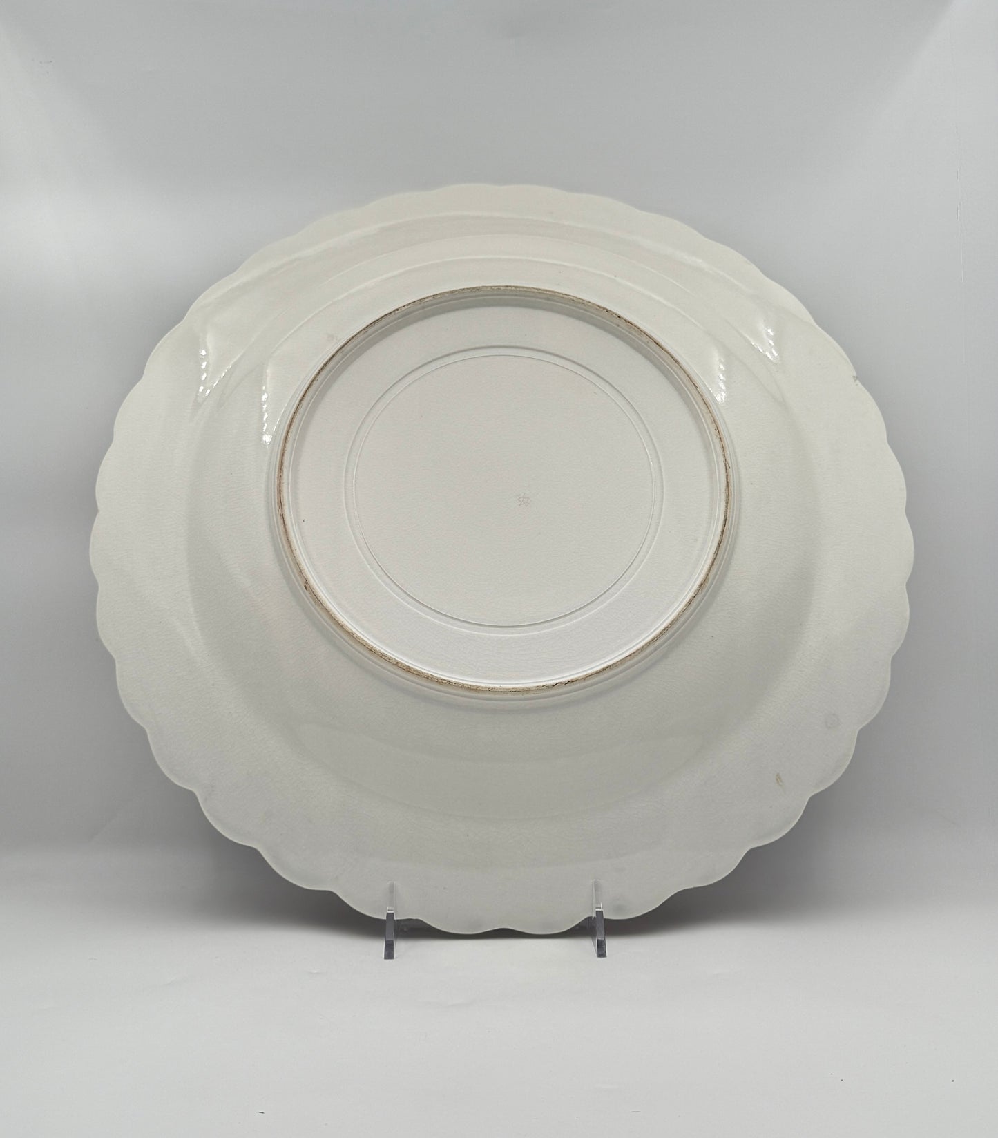 Japanese Imari-Style Scalloped Platter Blue White Red Floral Design