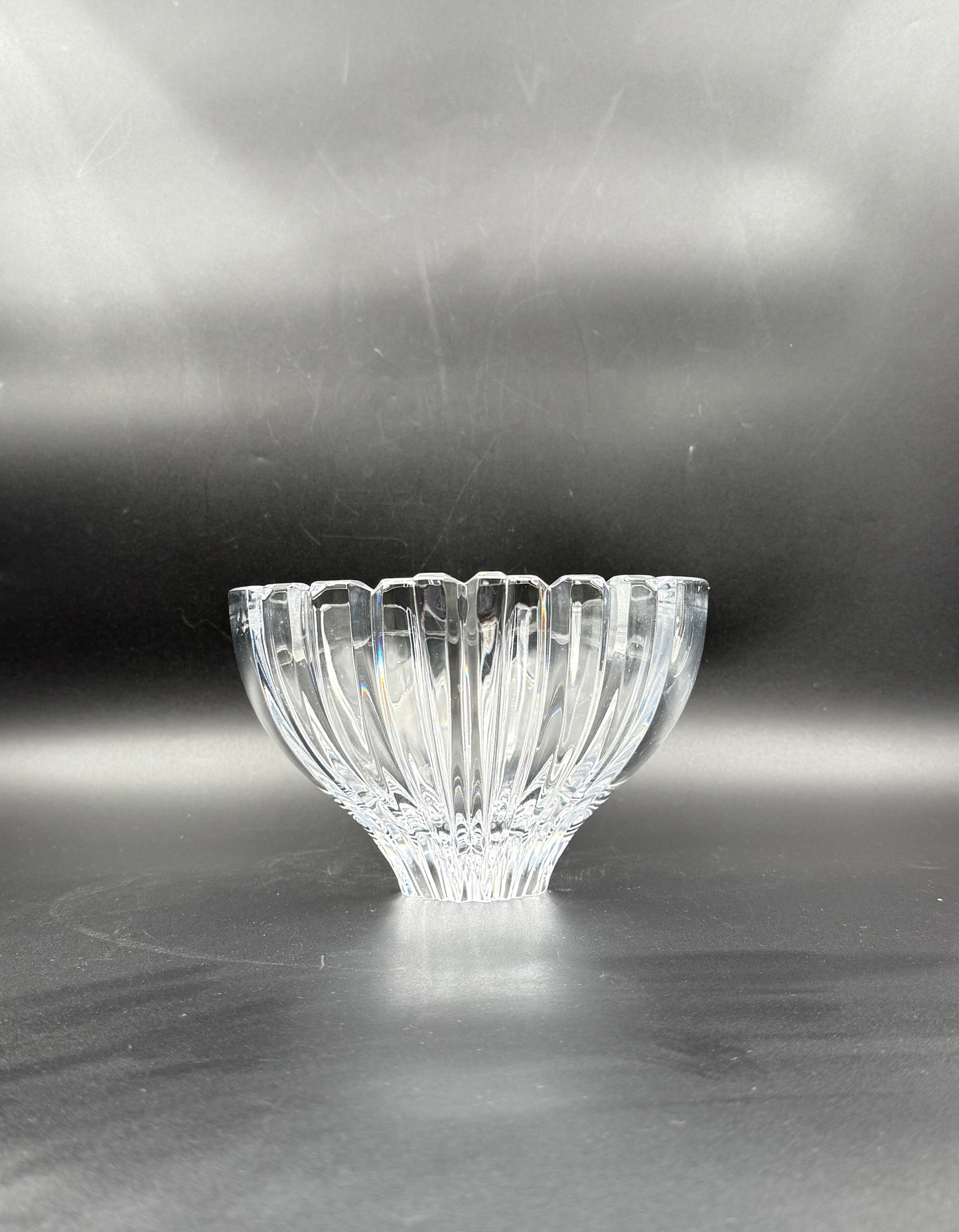Crystal Bowl with Handles Scandinavian Style Possibly Orrefors