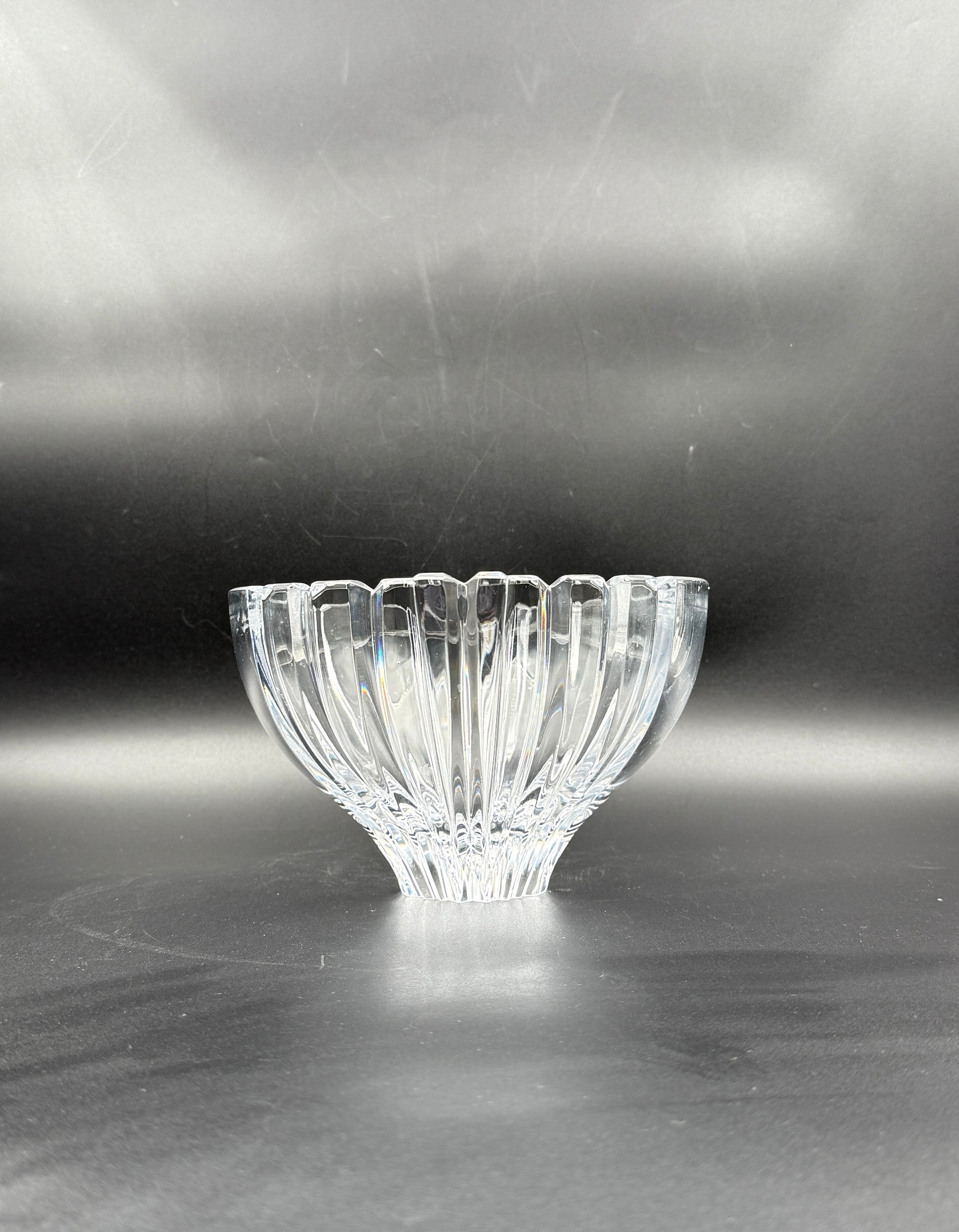 Crystal Bowl with Handles Scandinavian Style Possibly Orrefors