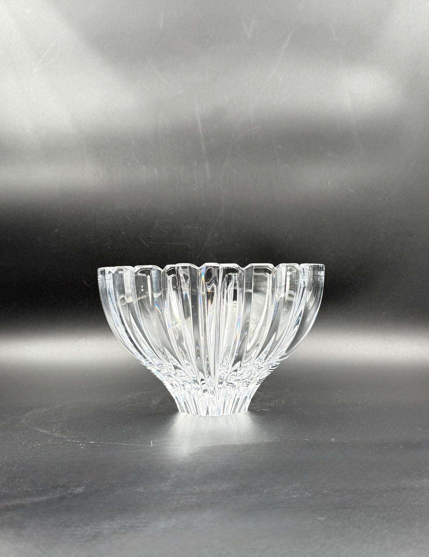 Crystal Bowl with Handles Scandinavian Style Possibly Orrefors