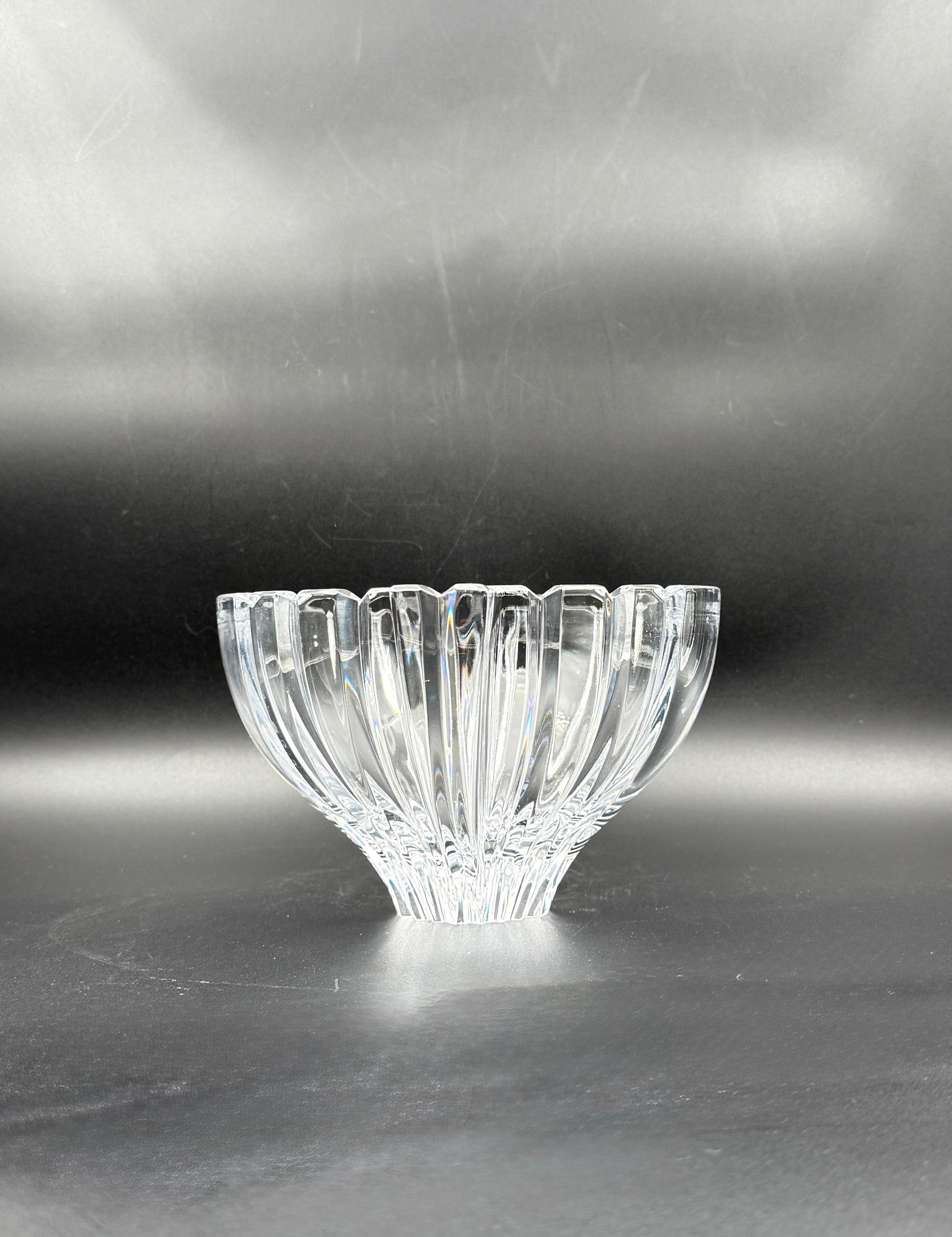 Crystal Bowl with Handles Scandinavian Style Possibly Orrefors
