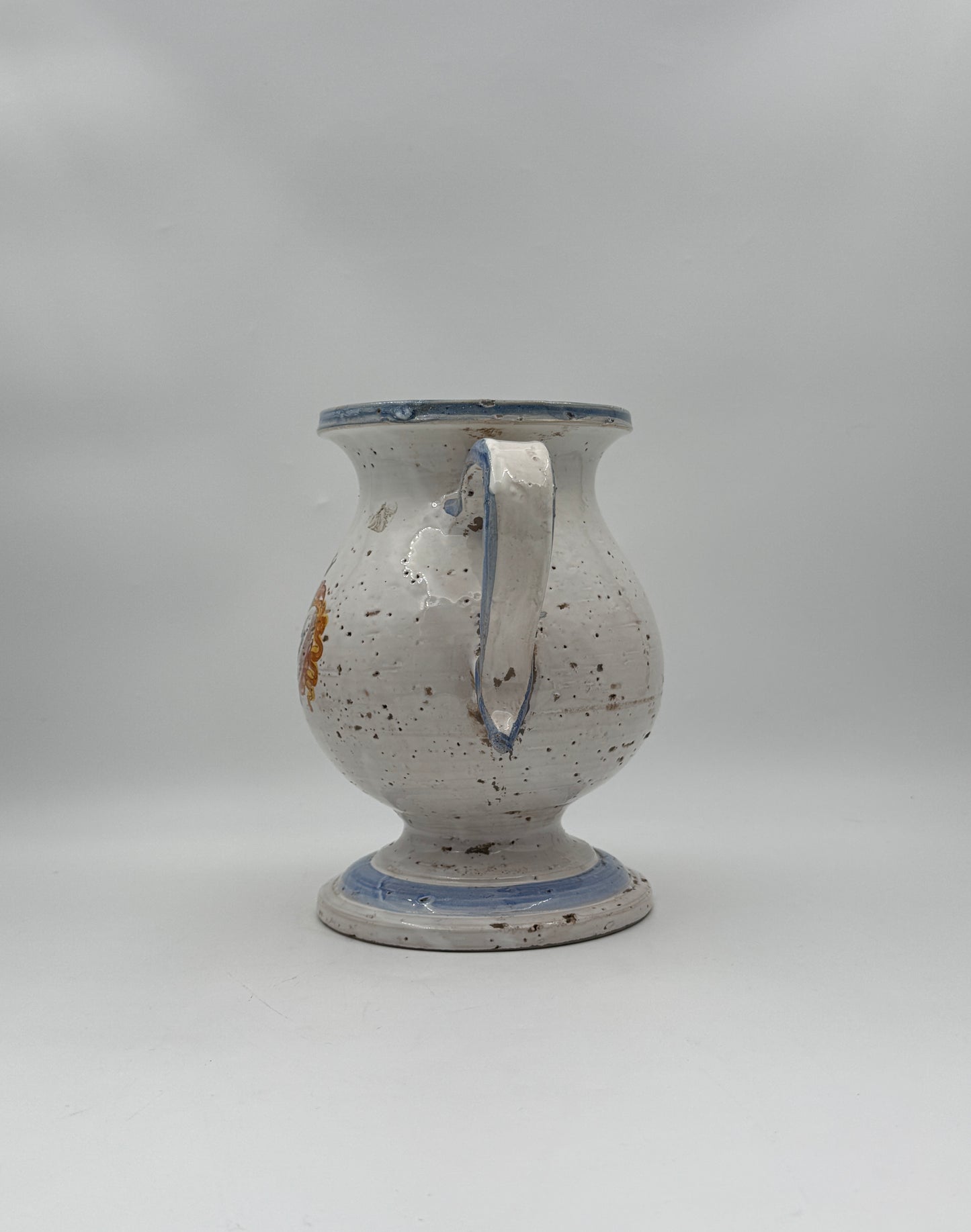 Italian Ceramic Ewer with Handle – Heraldic Crest & Crown Insignia