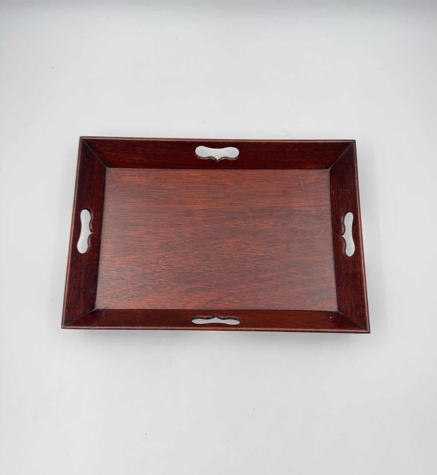 Williamsburg Mahogany-Style Wood Tray – Rectangular with Cut-Out Handles