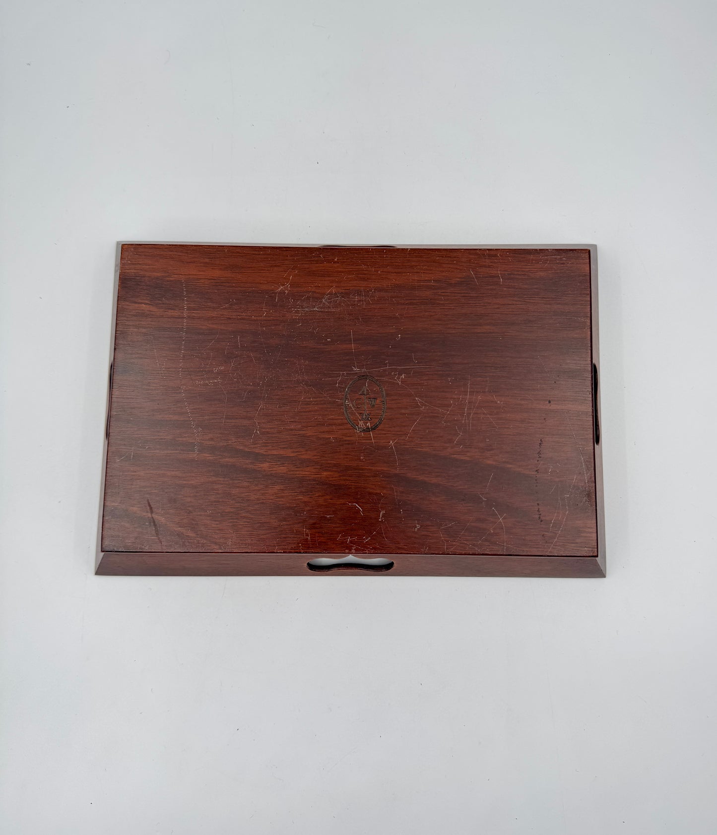 Williamsburg Mahogany-Style Wood Tray – Rectangular with Cut-Out Handles