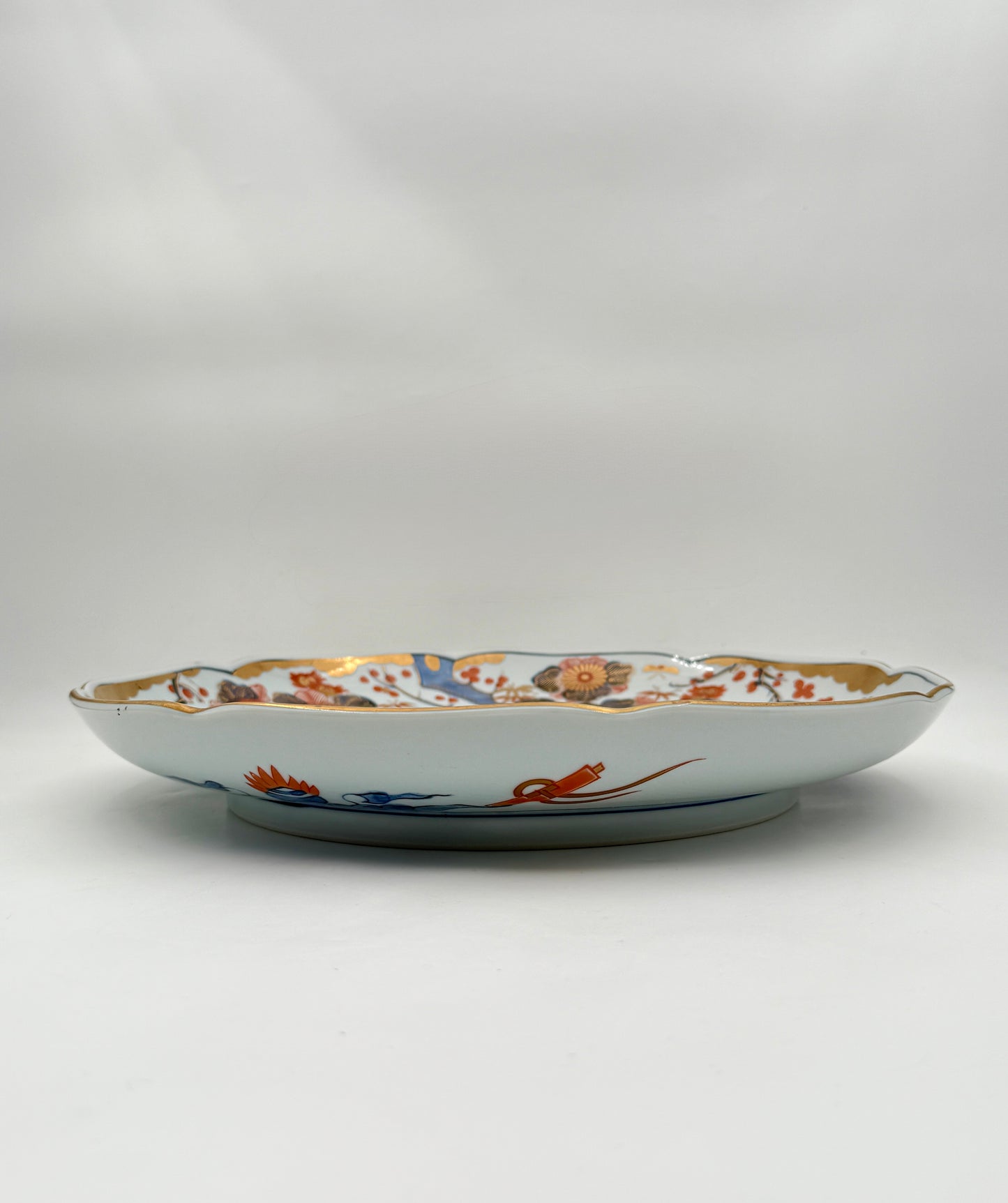 Asian Decorative Plate with Floral & Gold Motif – With Box