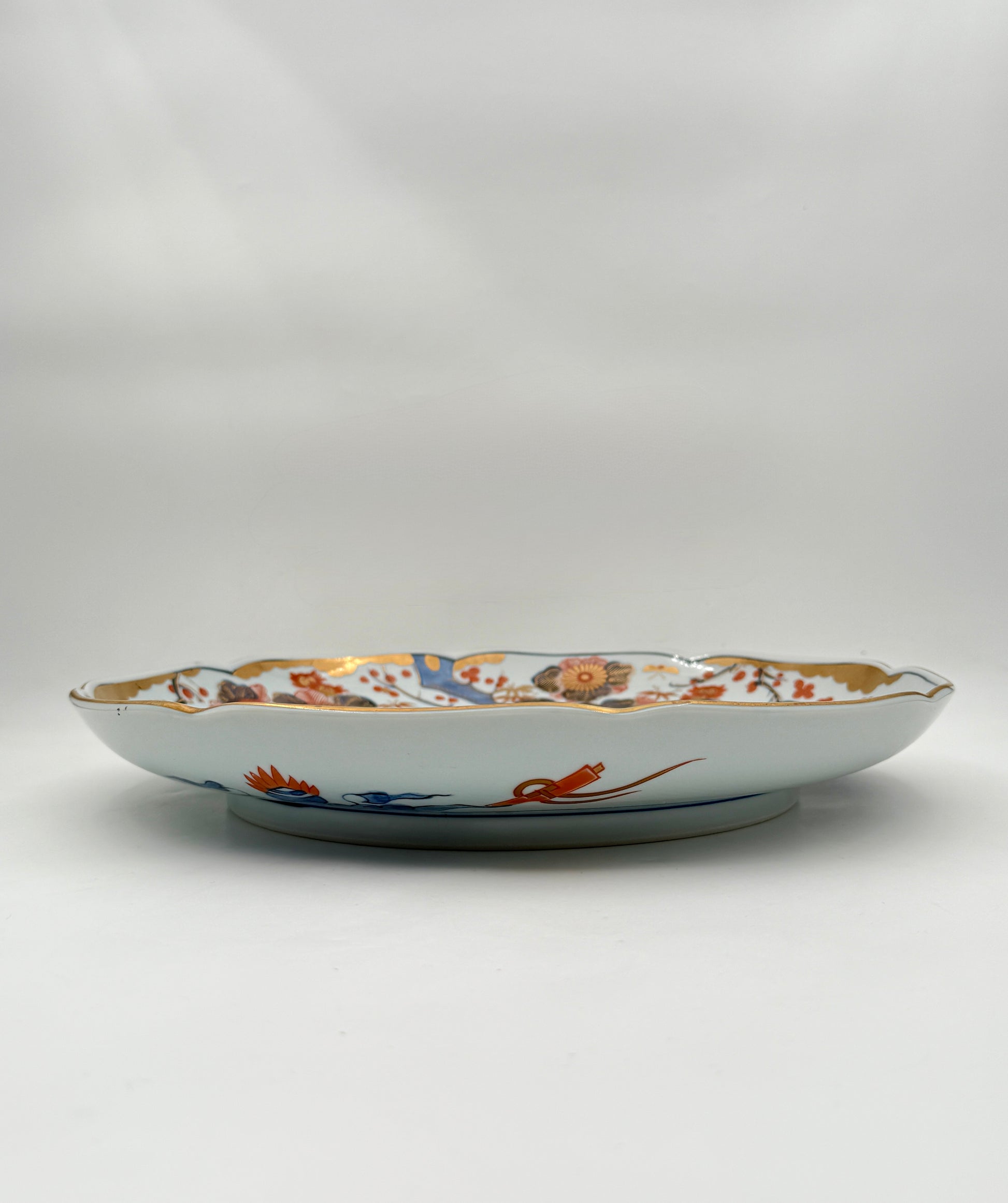 Asian Decorative Plate with Floral & Gold Motif – With Box