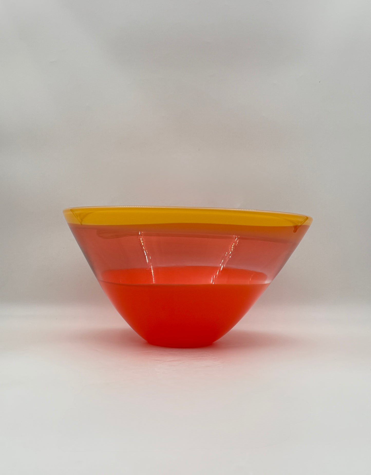 Art Glass Swirl Bowl – Red Pink Amber Layers Modern Decor Home Accents