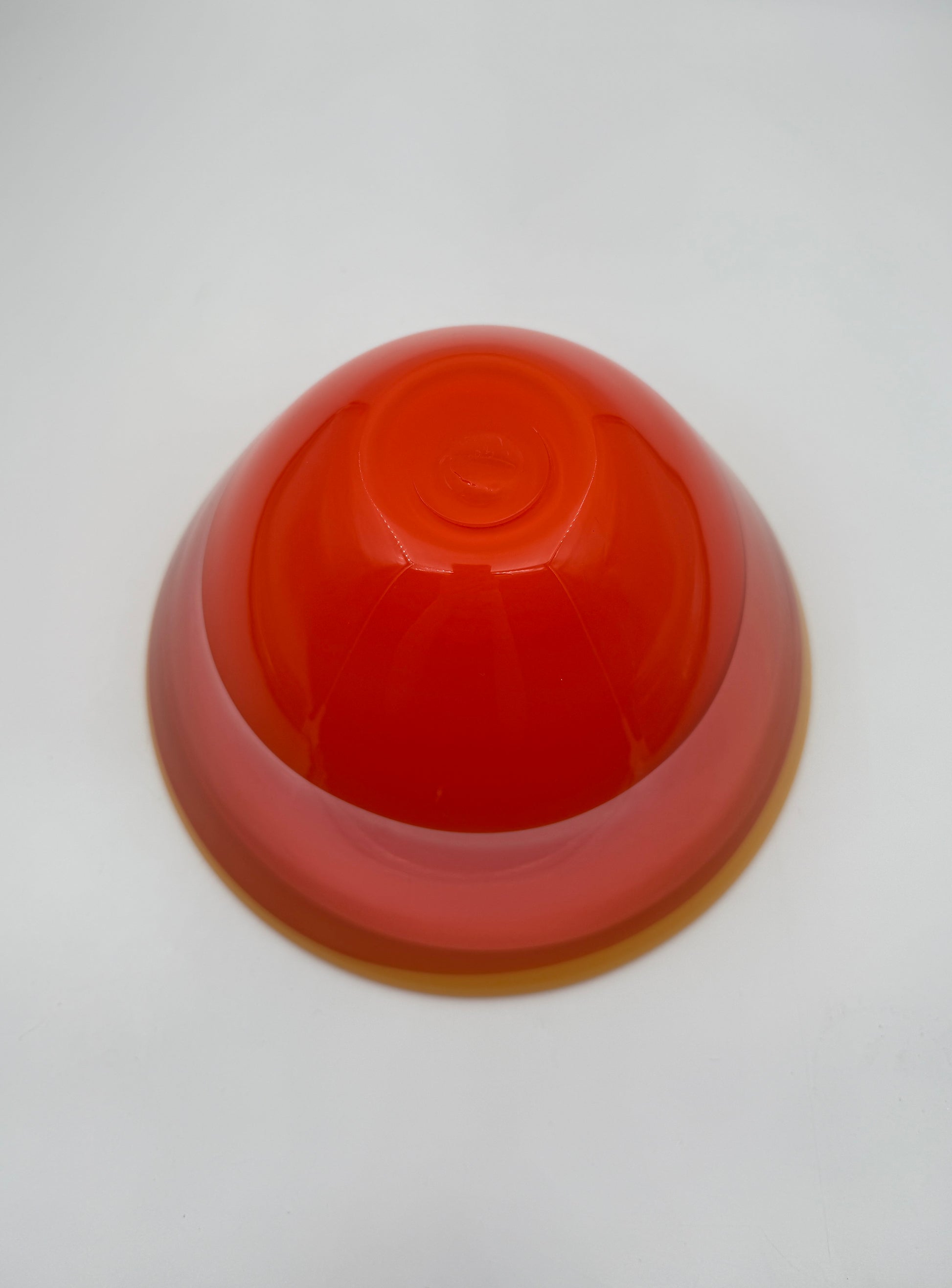 Art Glass Swirl Bowl – Red Pink Amber Layers Modern Decor Home Accents