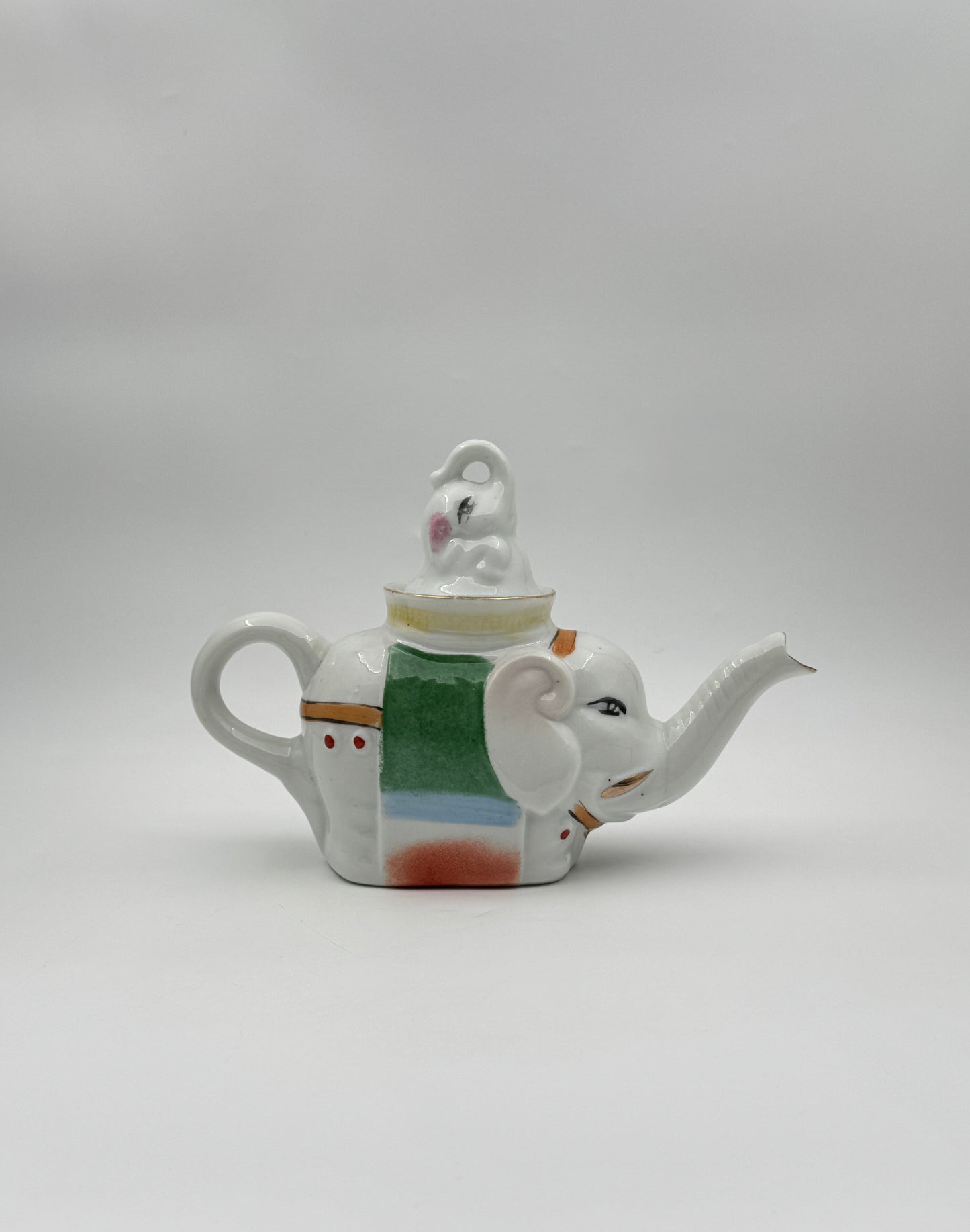 Pair of Chinese Elephant Porcelain Teapots – Large & Small