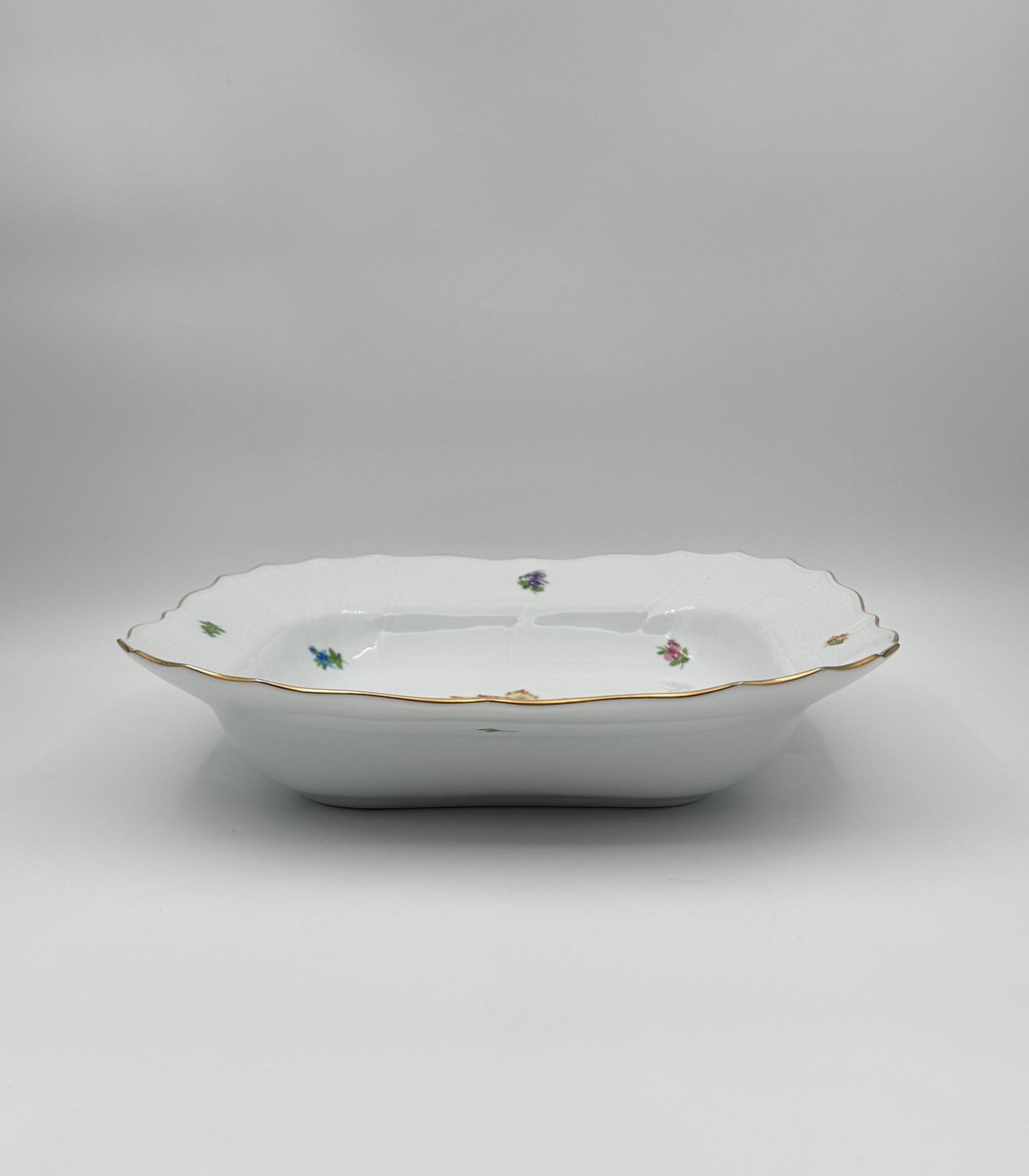 Herend Porcelain Square Open Bowl, Floral Pattern