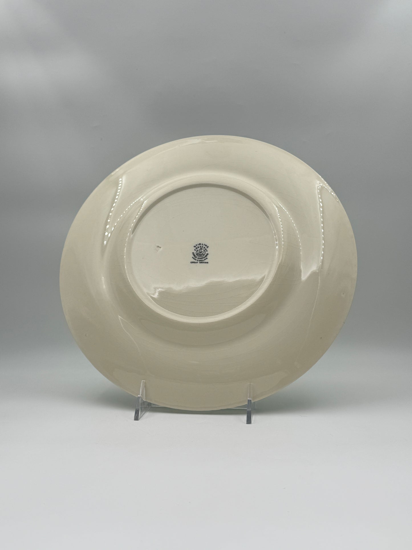 Set of 10 George Jones English Ironstone Dinner Plates, Stirling Crescent, Green Rim