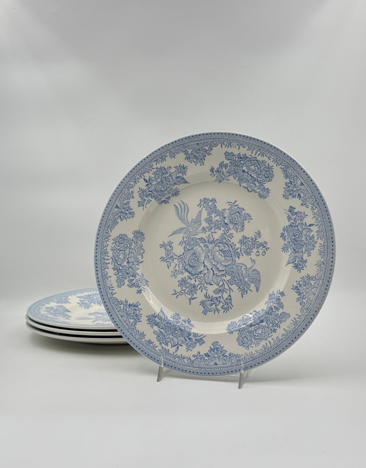 Set of 8 Burleigh Plates, Asiatic Pheasants Pattern, England – 4 Dinner & 4 Dessert