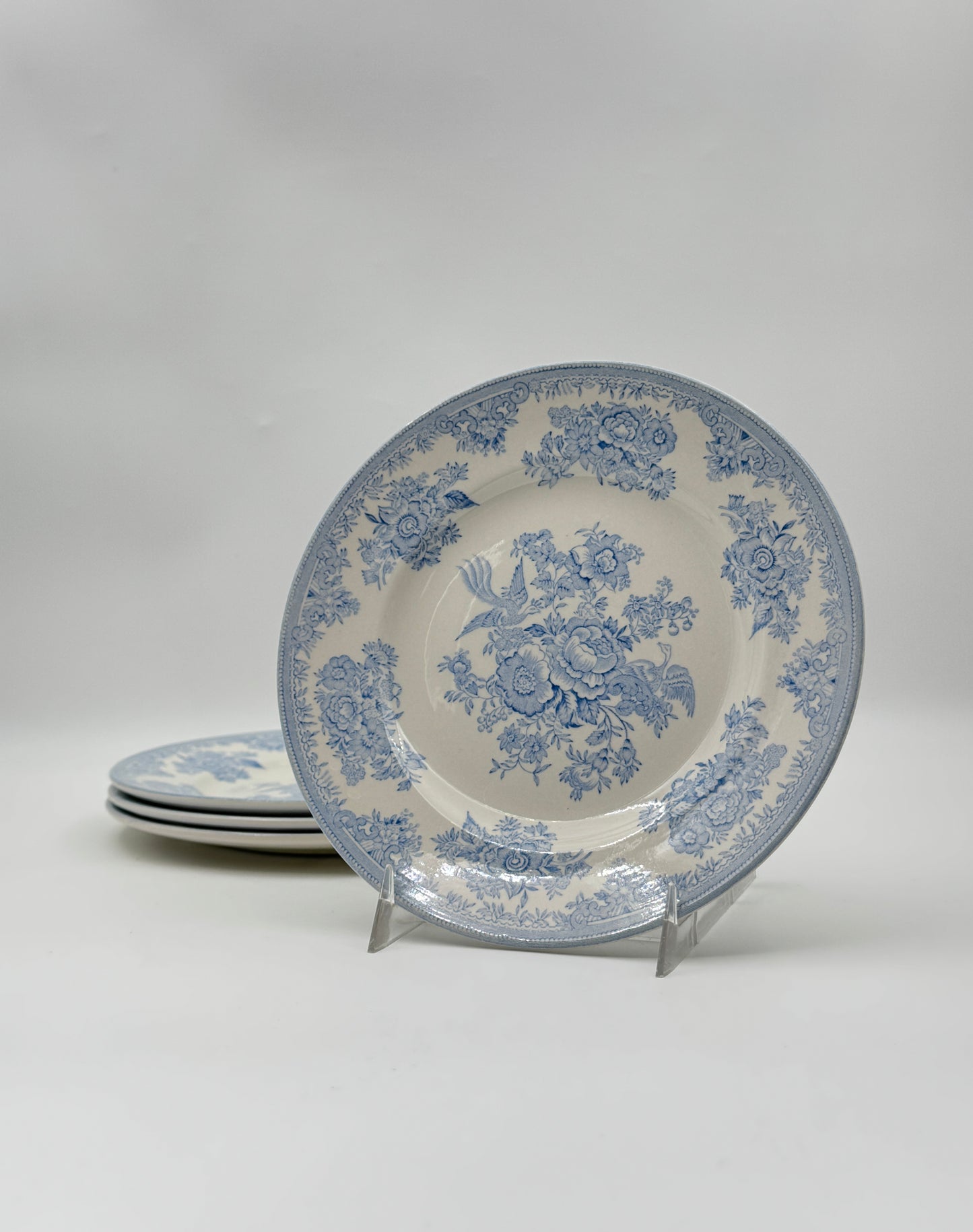 Set of 8 Burleigh Plates, Asiatic Pheasants Pattern, England – 4 Dinner & 4 Dessert