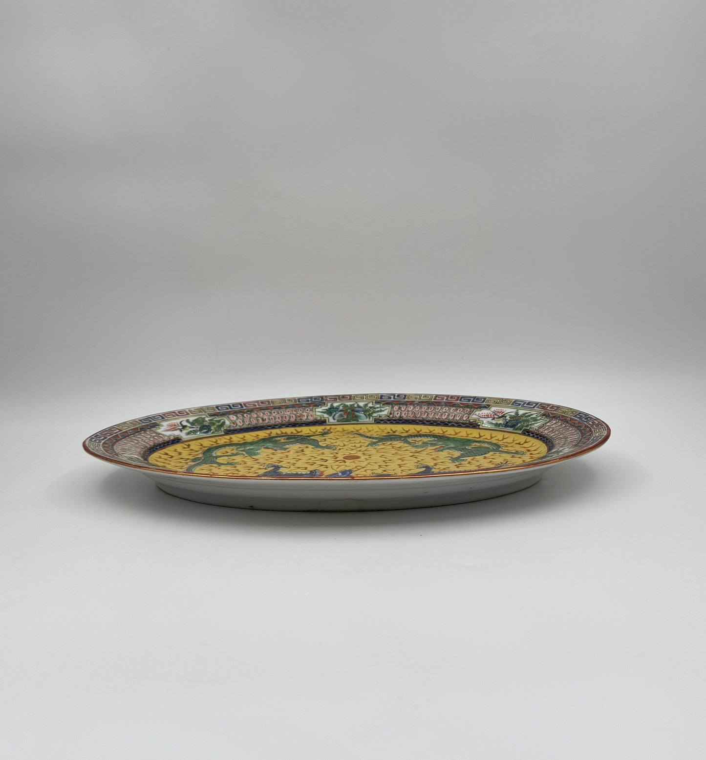 Chinese Oval Porcelain Platter with Dragons