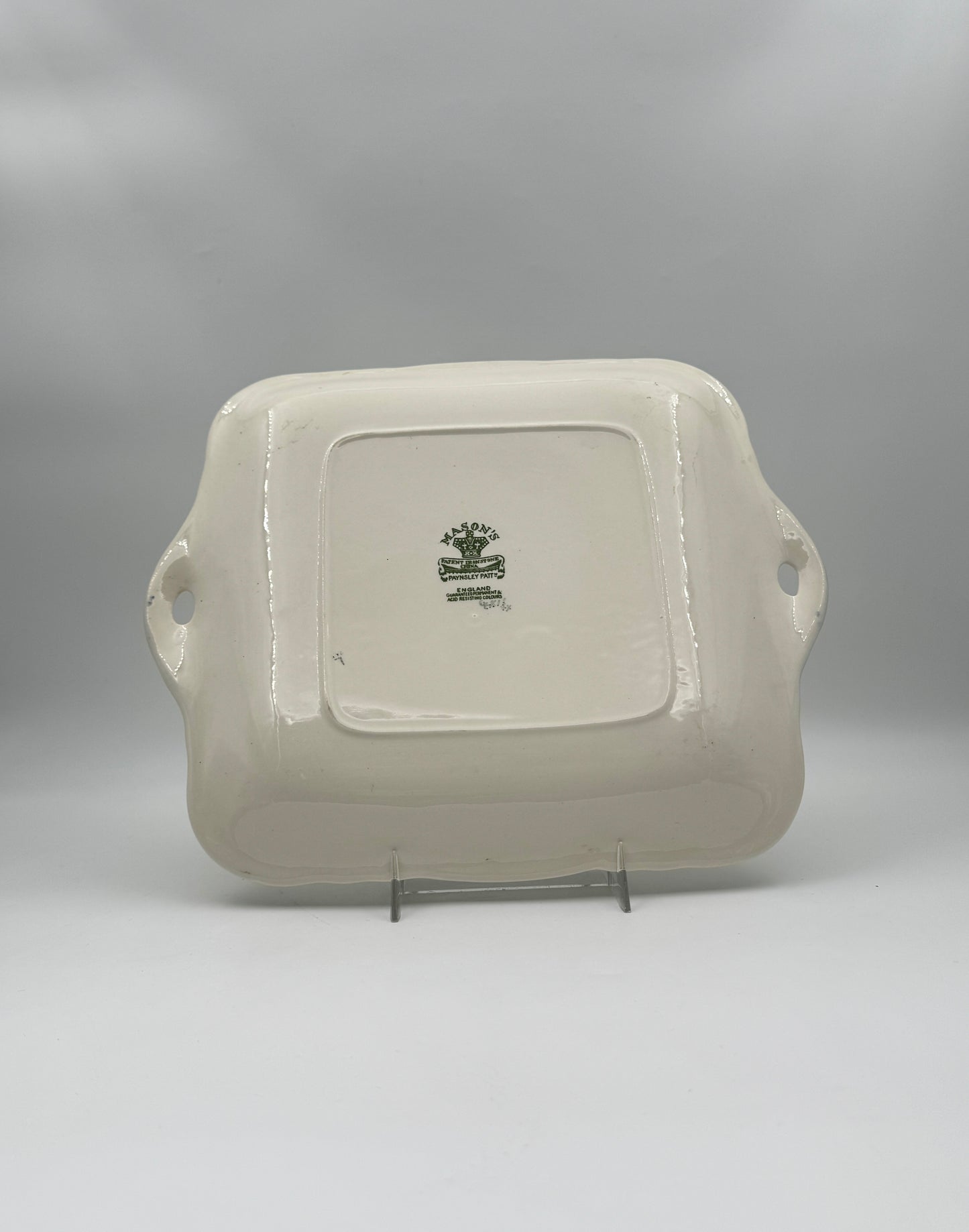 Mason’s Ironstone Square Cake Plate with Handles, "Paynsley" Pattern