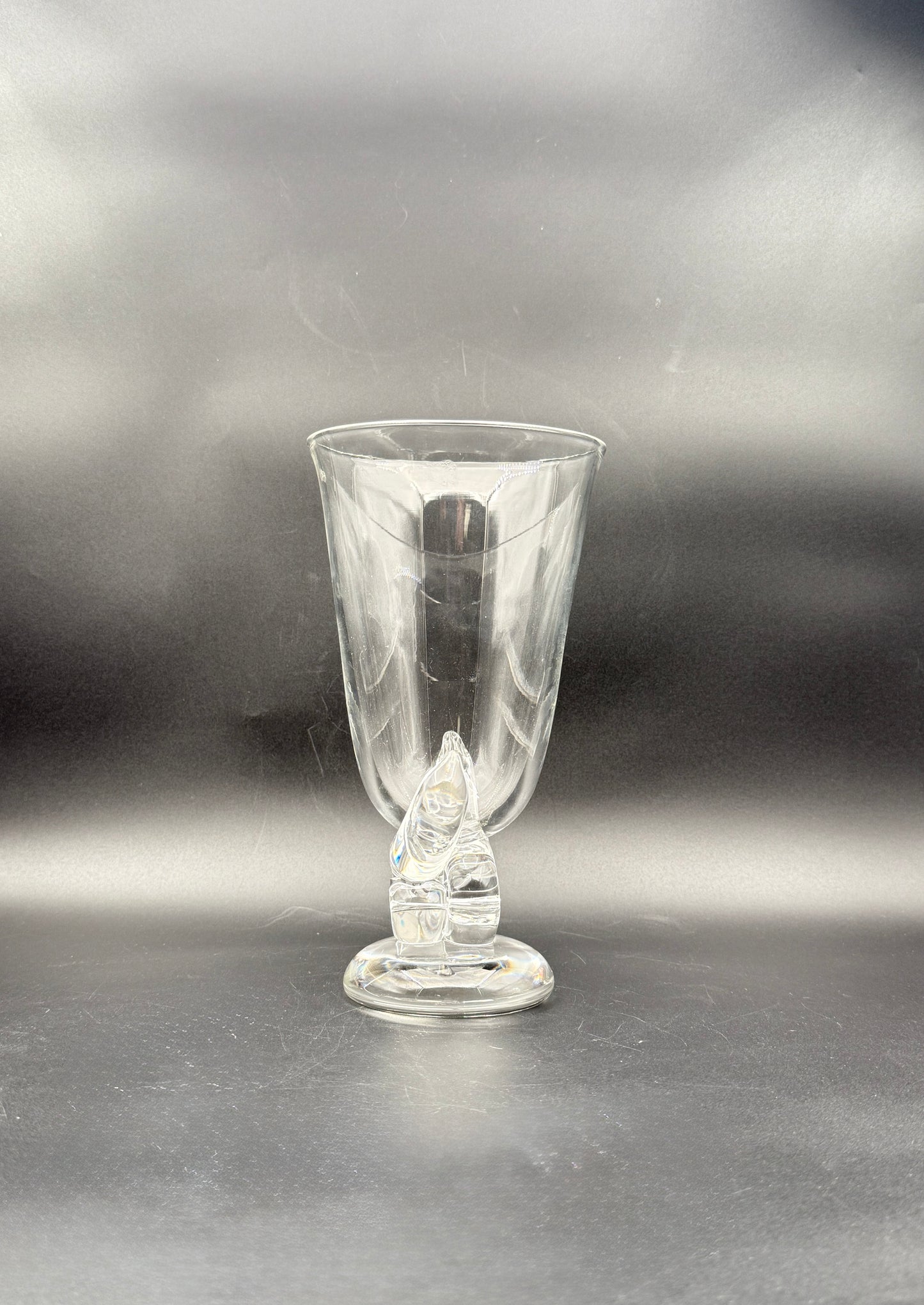 Steuben Crystal Vase – Clear Art Glass with Sculptural Pedestal