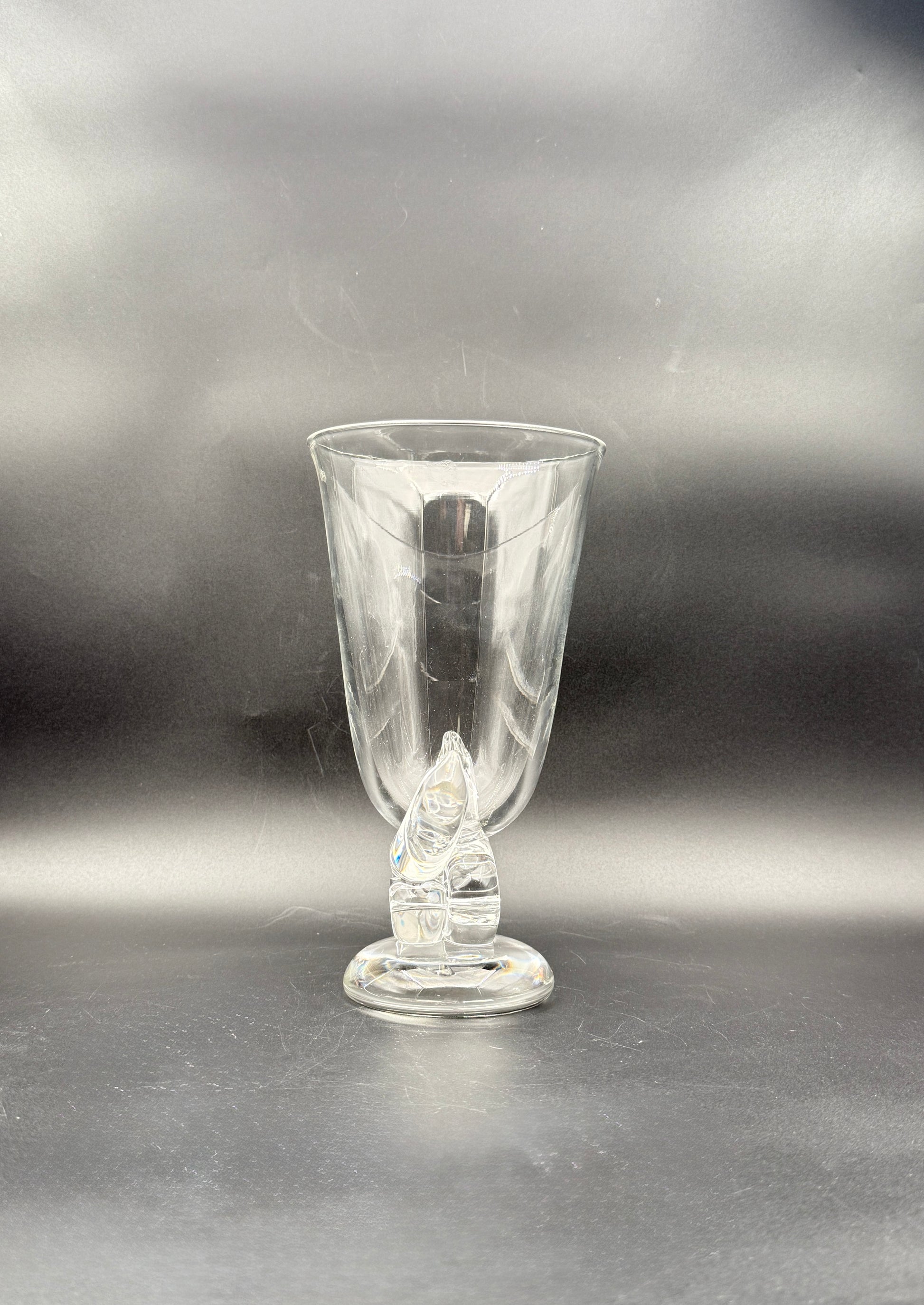 Steuben Crystal Vase – Clear Art Glass with Sculptural Pedestal