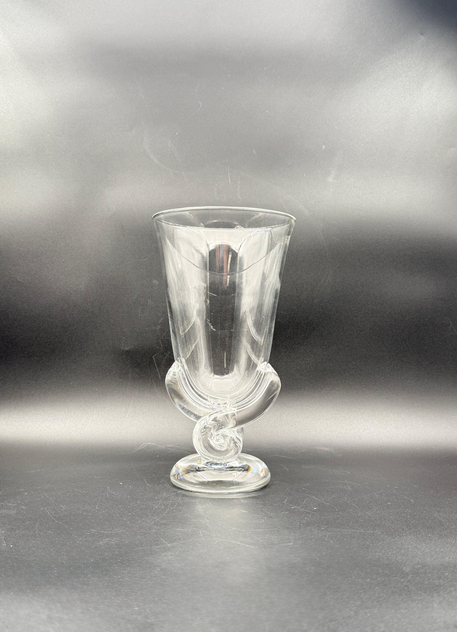 Steuben Crystal Vase – Clear Art Glass with Sculptural Pedestal