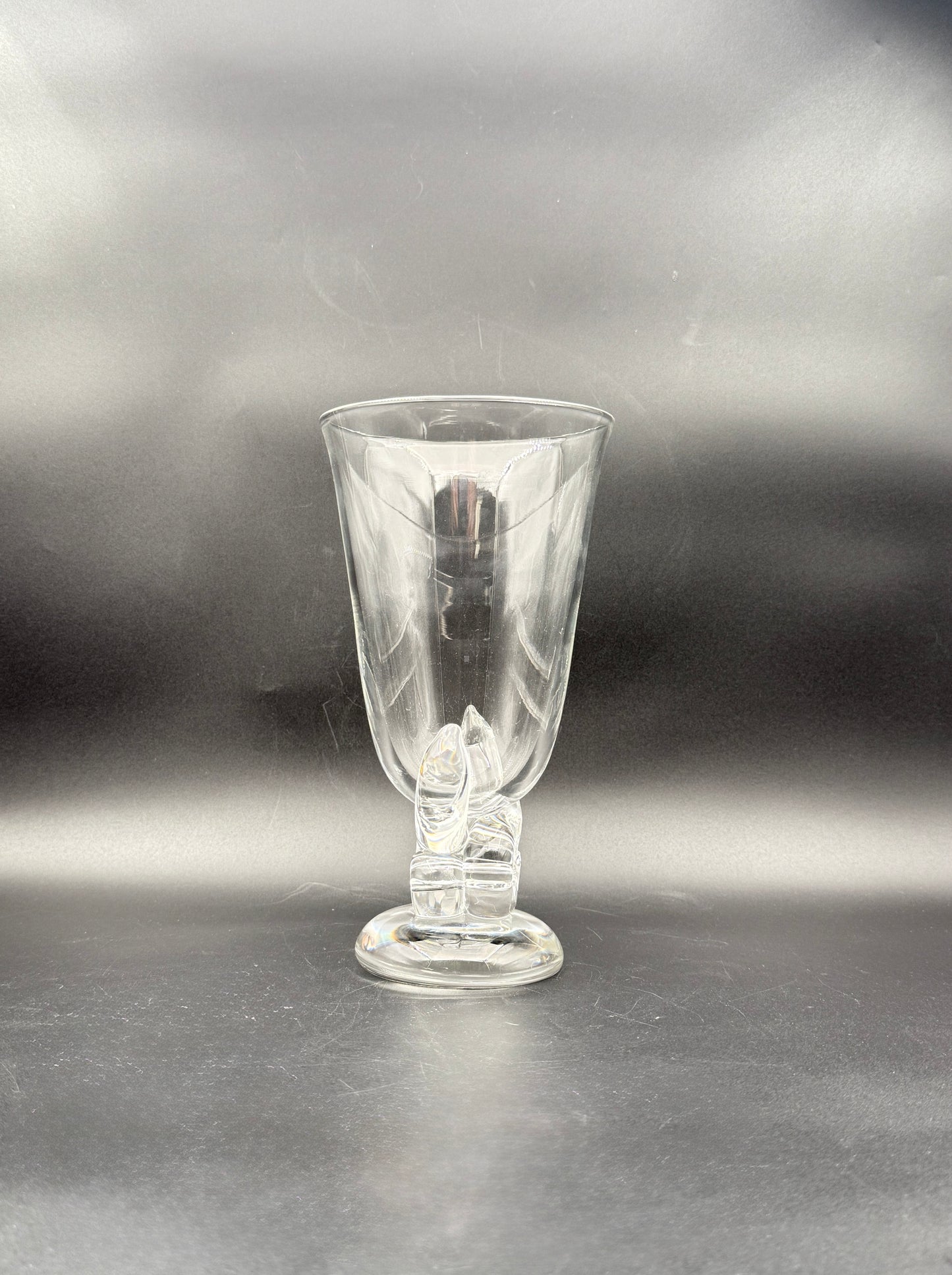 Steuben Crystal Vase – Clear Art Glass with Sculptural Pedestal