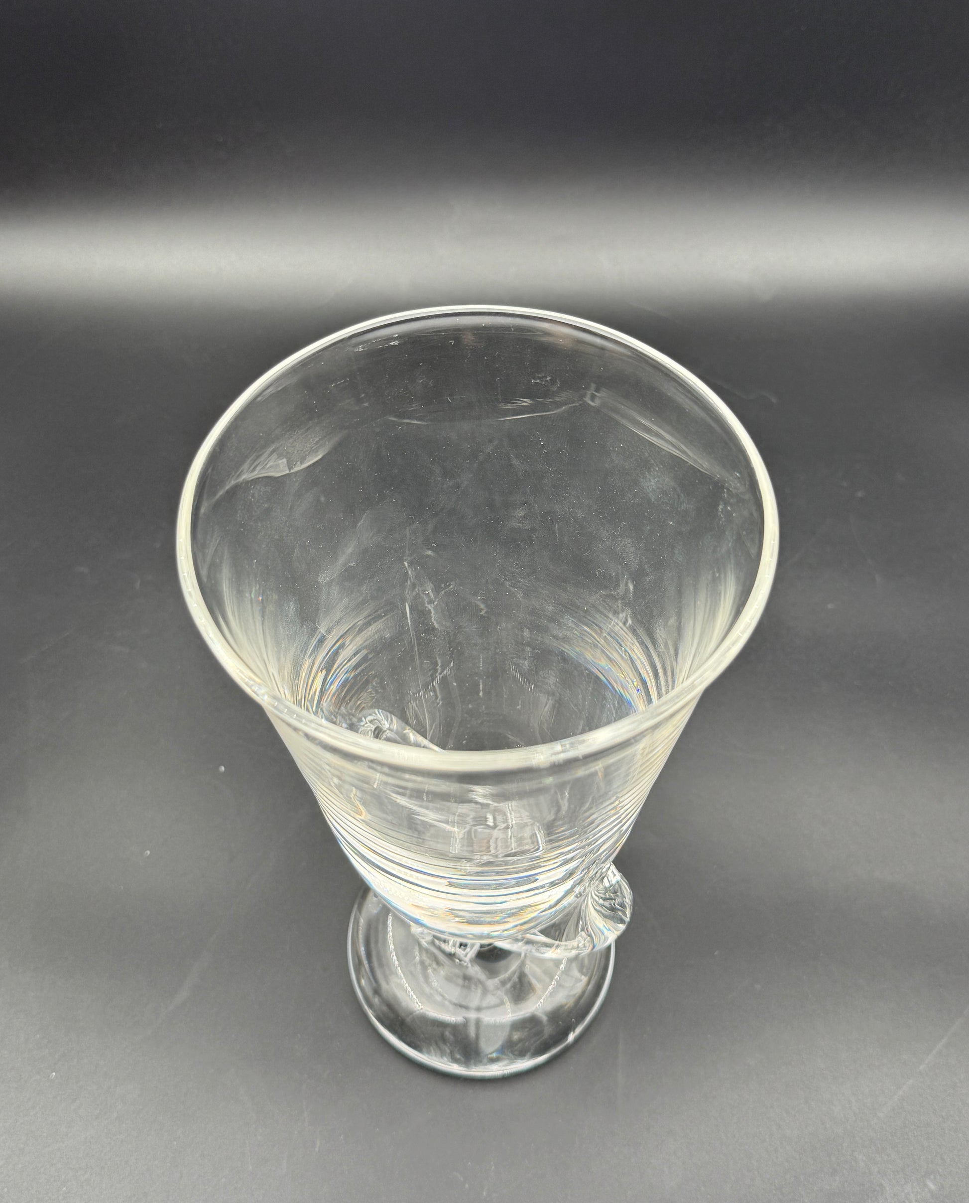 Steuben Crystal Vase – Clear Art Glass with Sculptural Pedestal