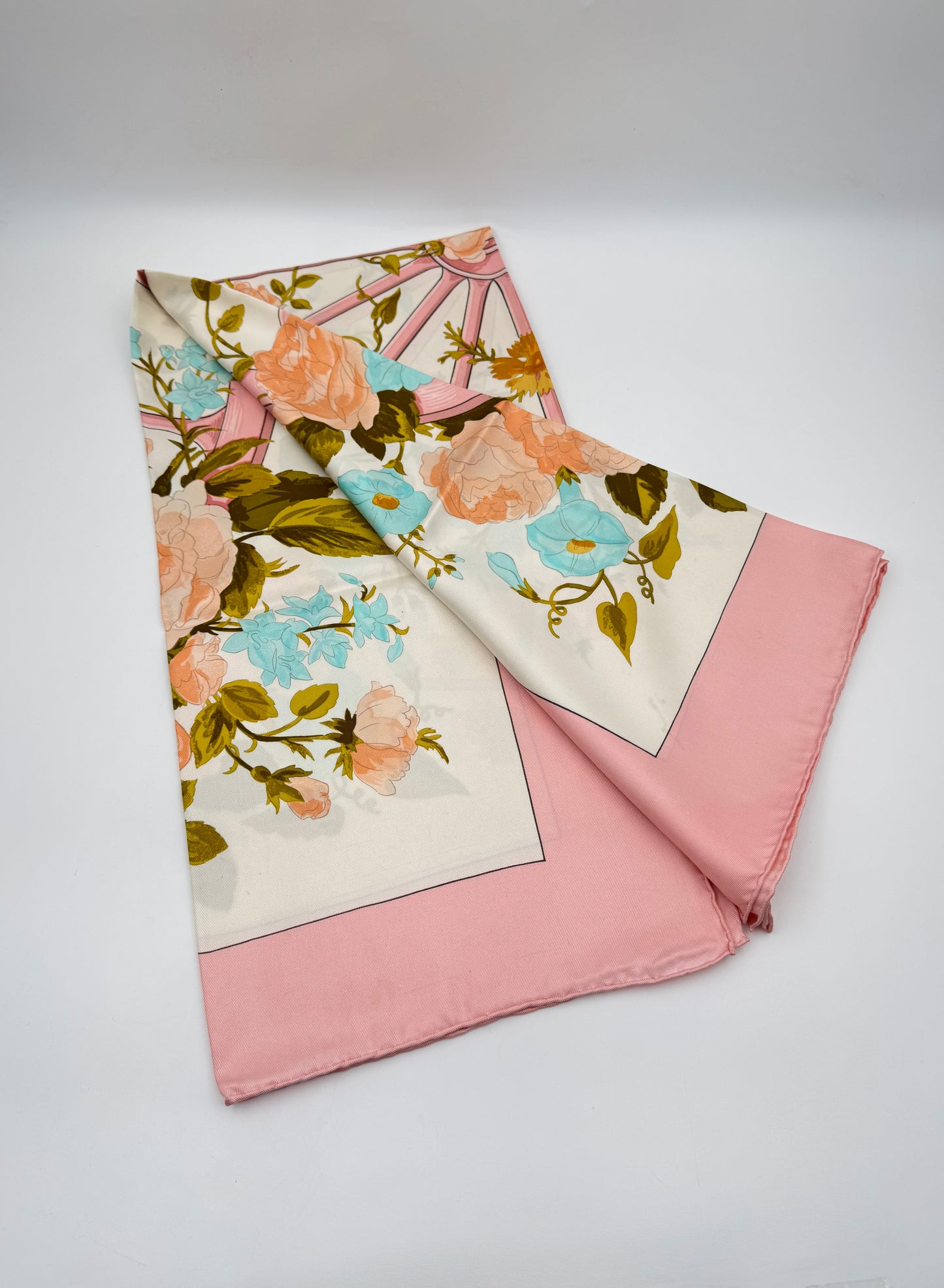 Hermès “Romantique” Silk Scarf – Maurice Tranchant, Pink & Blue Floral