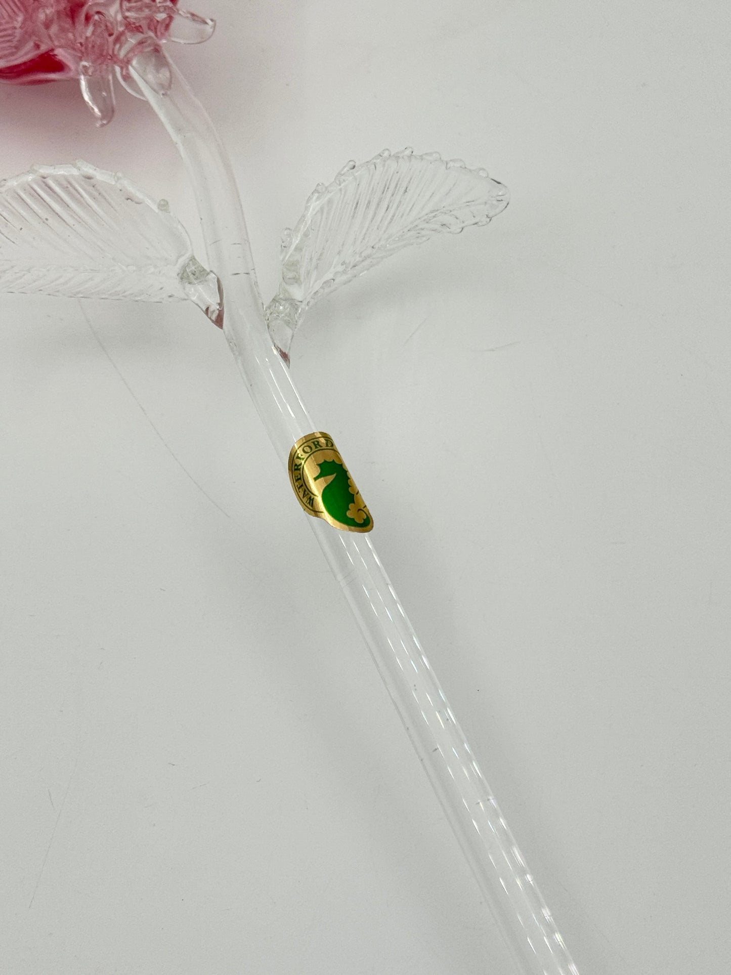 Waterford Crystal Pink Rose Figurine – Irish Glass with Original Box