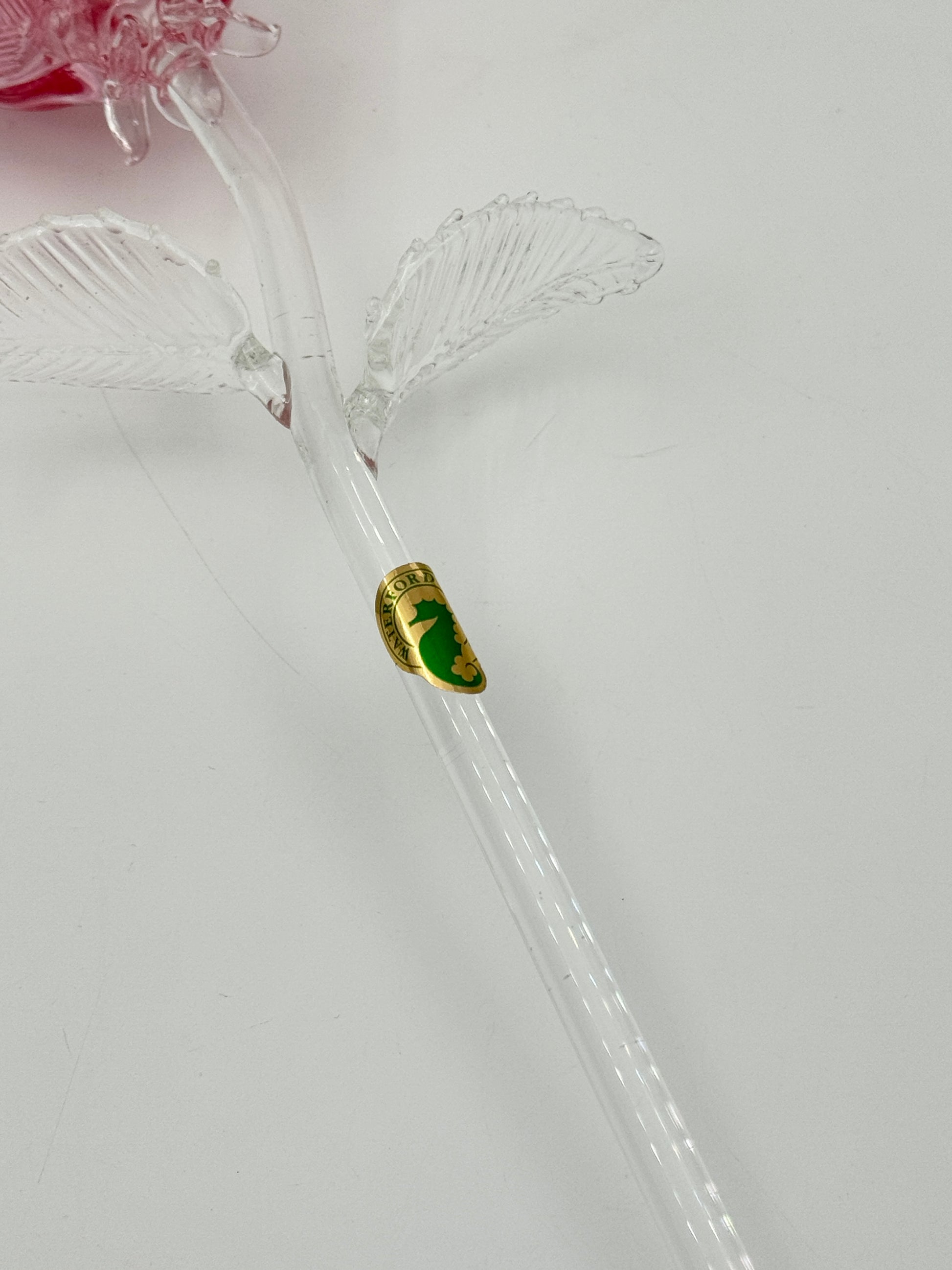 Waterford Crystal Pink Rose Figurine – Irish Glass with Original Box