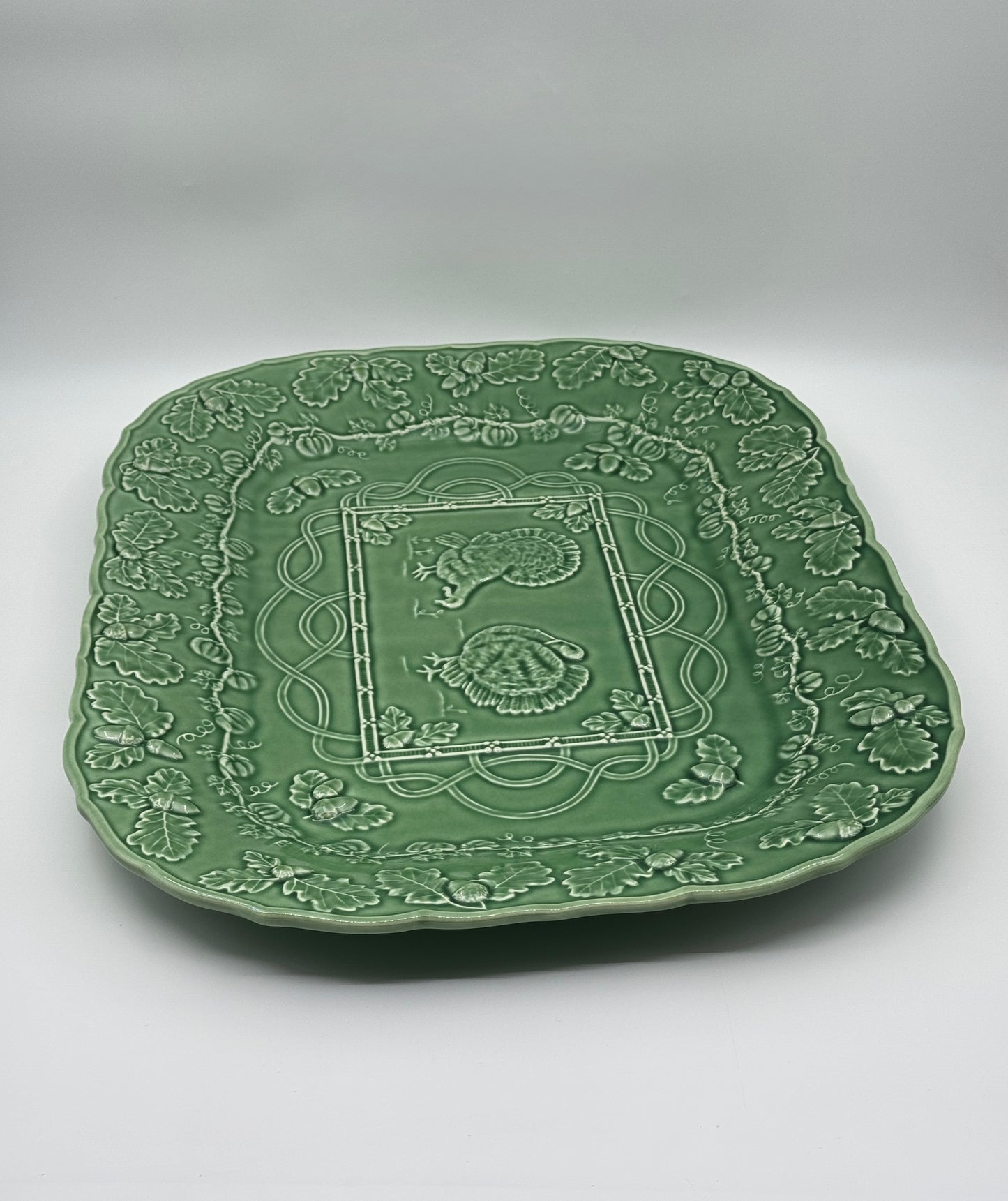 Bordallo Pinheiro Green Turkey Platter – Portugal Majolica