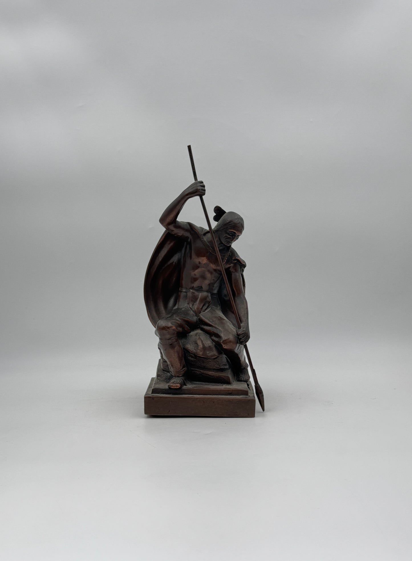 Pair of Bronze-Clad Bookends – Native American Warriors with Spears