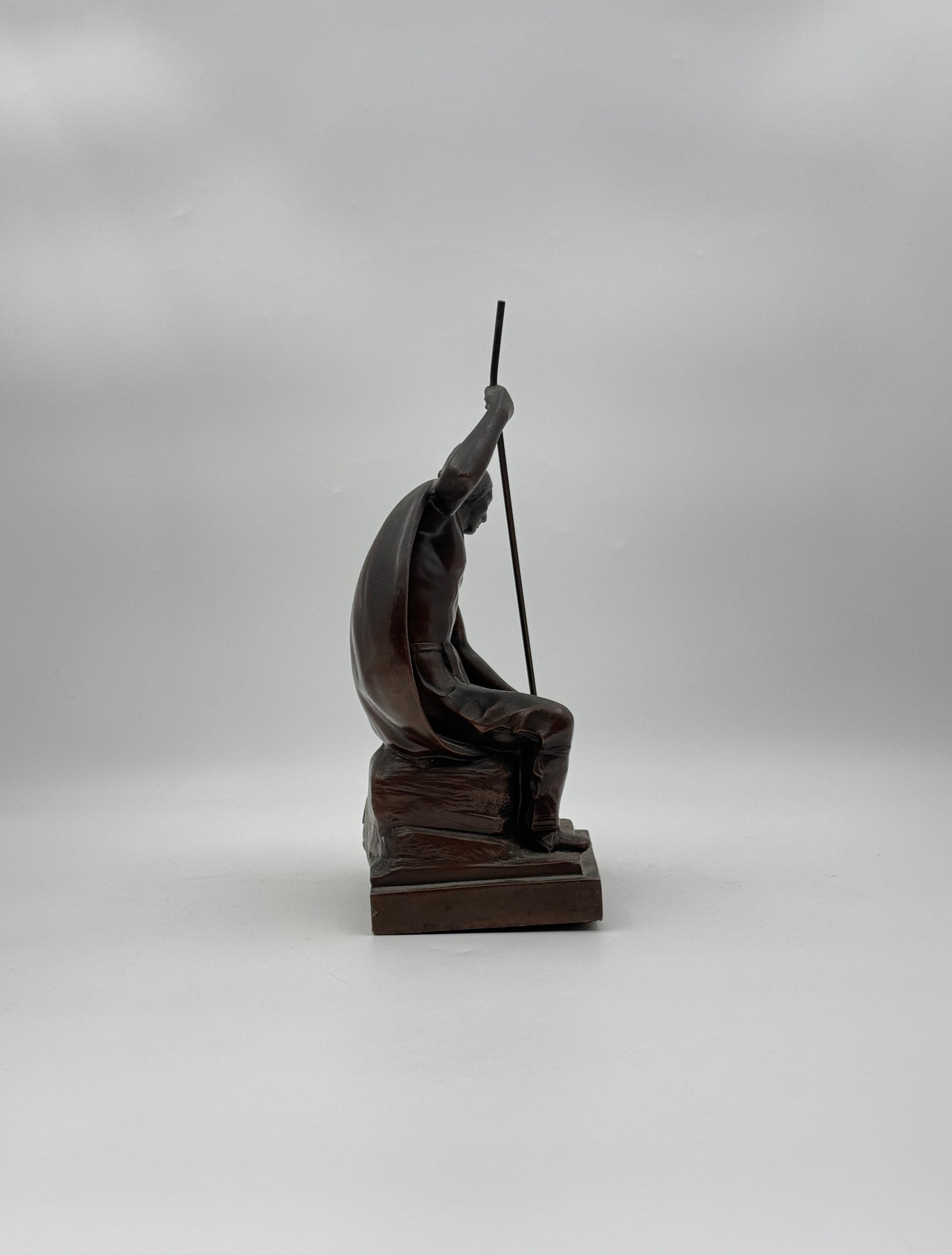 Pair of Bronze-Clad Bookends – Native American Warriors with Spears
