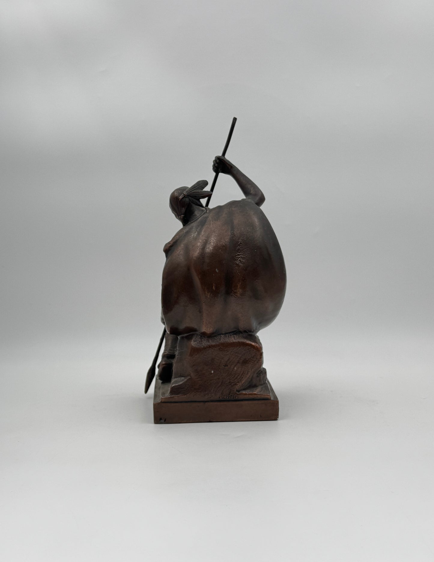 Pair of Bronze-Clad Bookends – Native American Warriors with Spears
