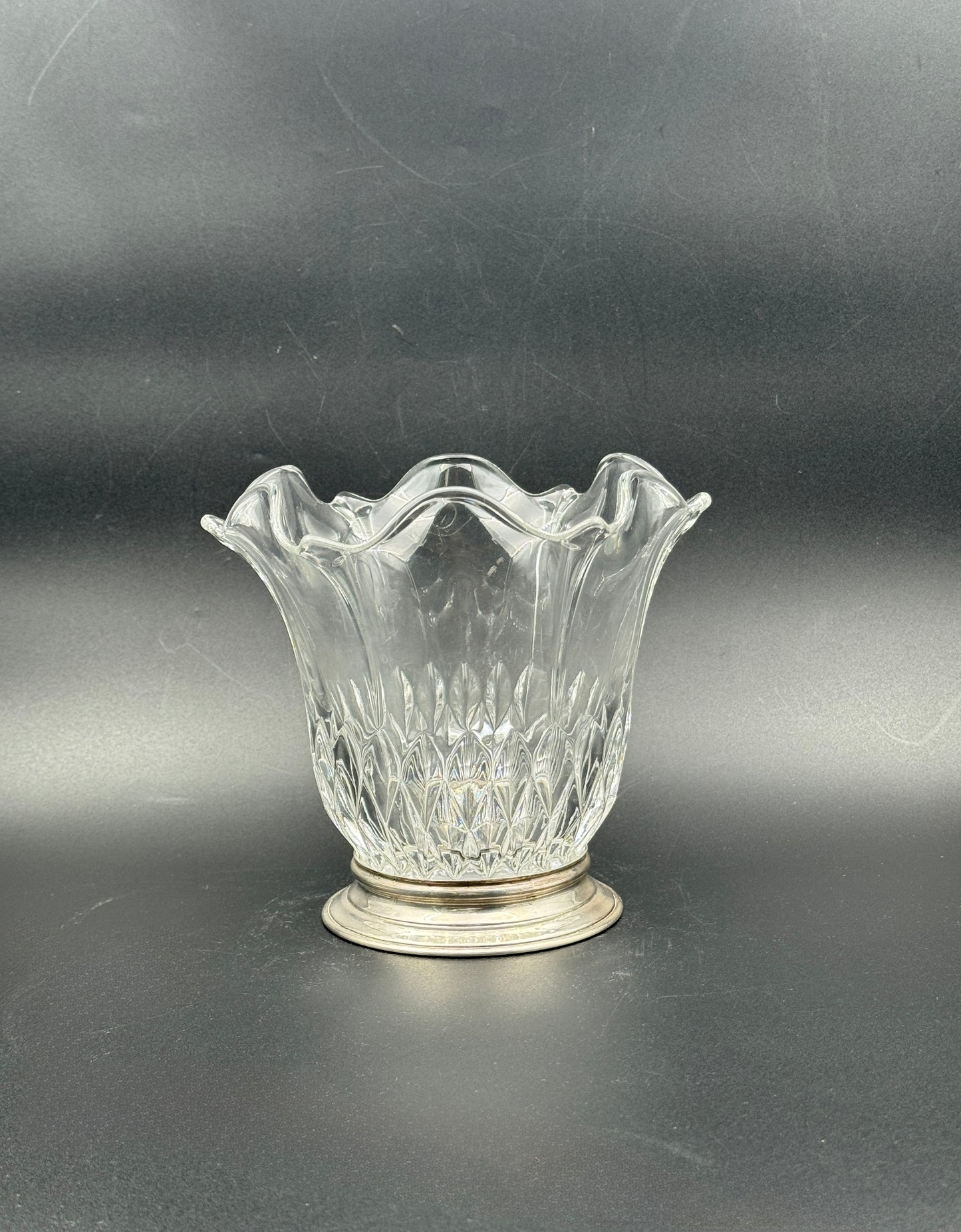 Set of 2 Crystal Vases with Sterling Silver Bases – B&M Benedict & Miller, New York c.1935