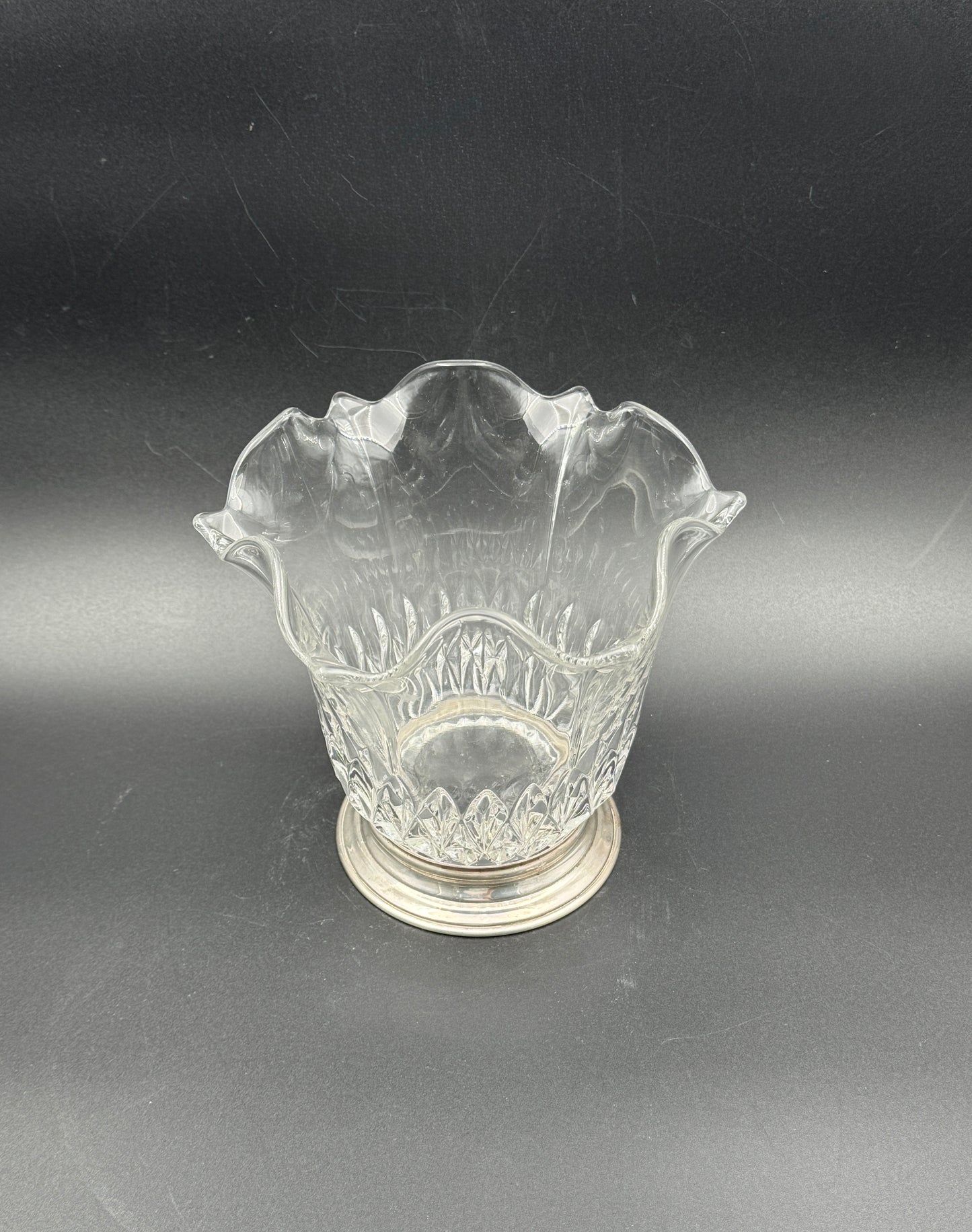 Set of 2 Crystal Vases with Sterling Silver Bases – B&M Benedict & Miller, New York c.1935