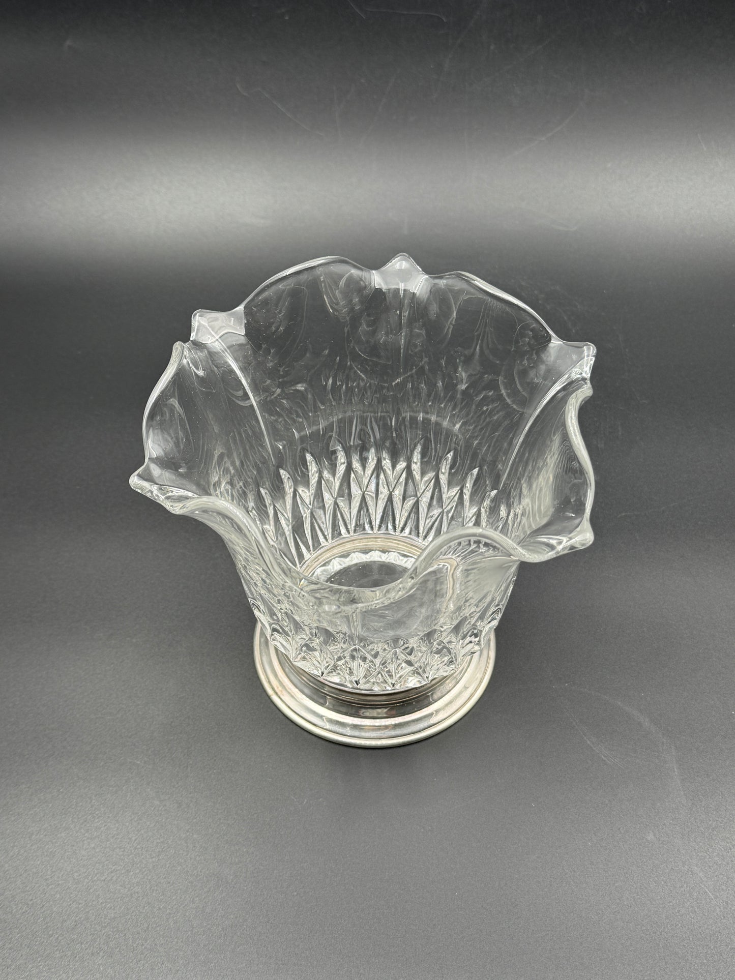 Set of 2 Crystal Vases with Sterling Silver Bases – B&M Benedict & Miller, New York c.1935