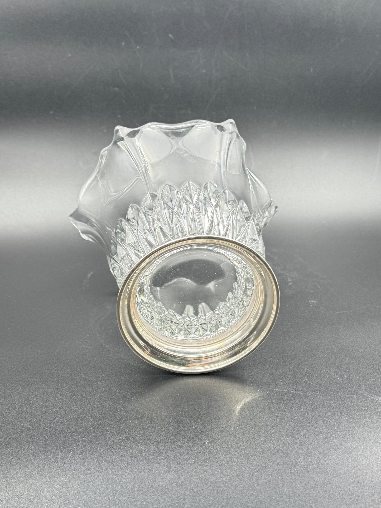 Set of 2 Crystal Vases with Sterling Silver Bases – B&M Benedict & Miller, New York c.1935